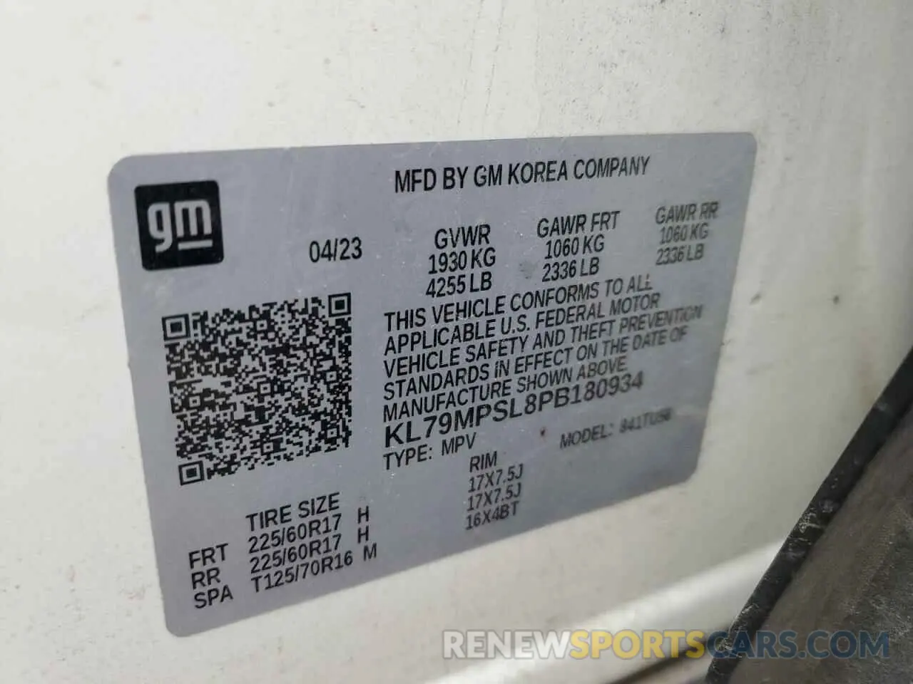 15 fotografías del automóvil dañado KL79MPSL8PB180934 CHEVROLET TRAILBLZR 2023