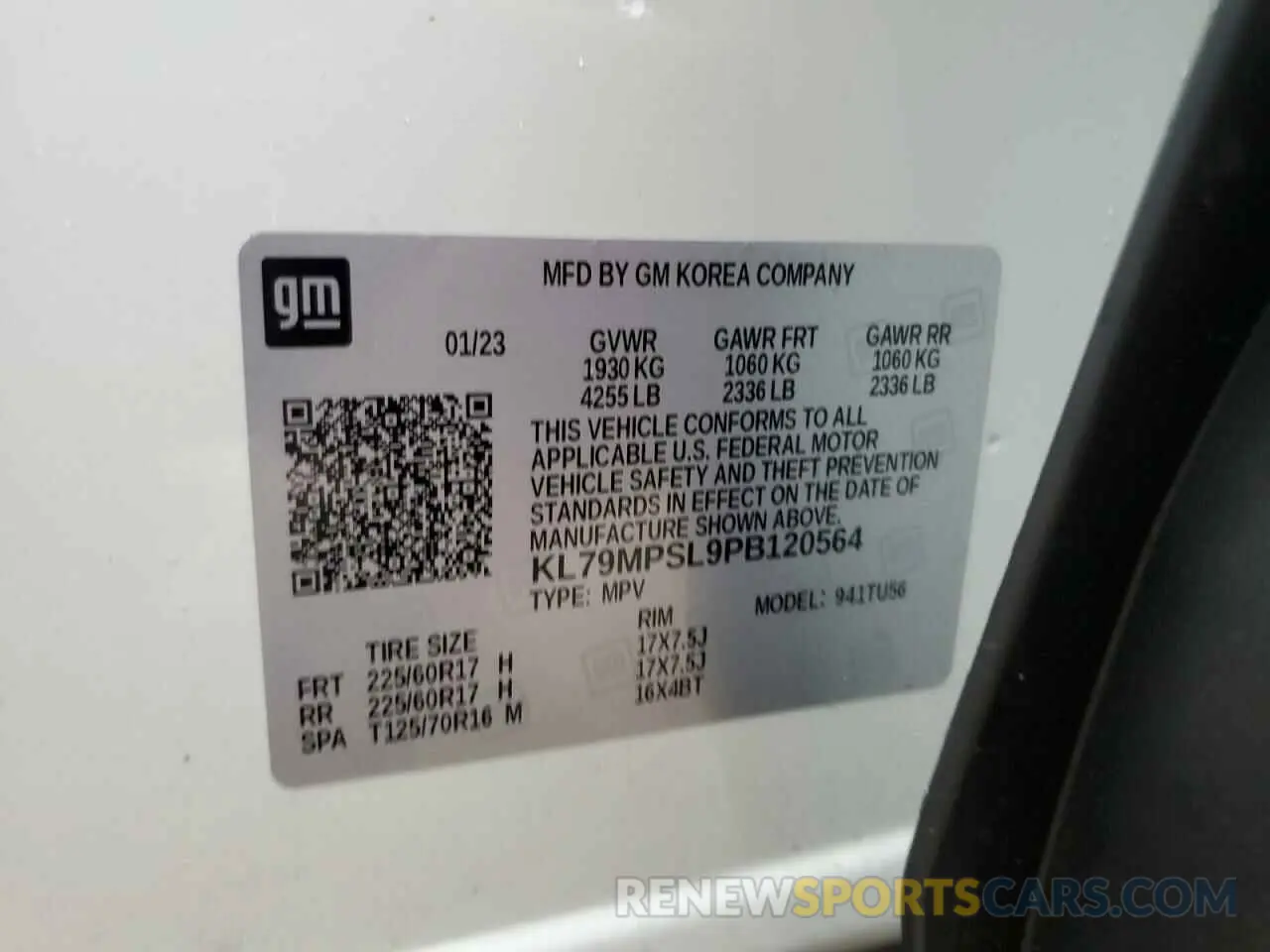 12 fotografías del automóvil dañado KL79MPSL9PB120564 CHEVROLET TRAILBLZR 2023