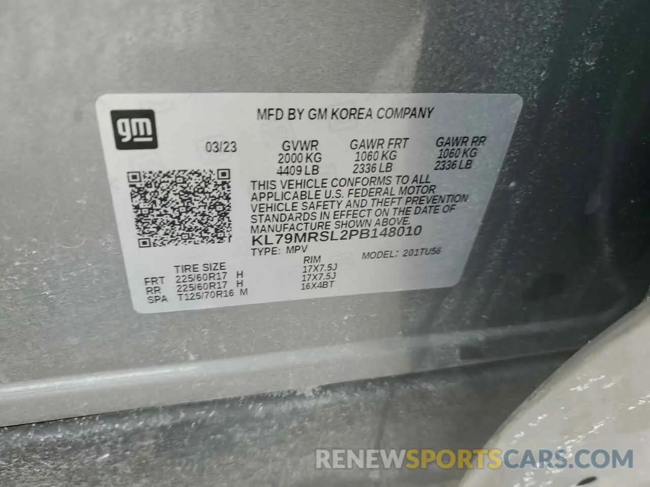13 fotografías del automóvil dañado KL79MRSL2PB148010 CHEVROLET TRAILBLZR 2023
