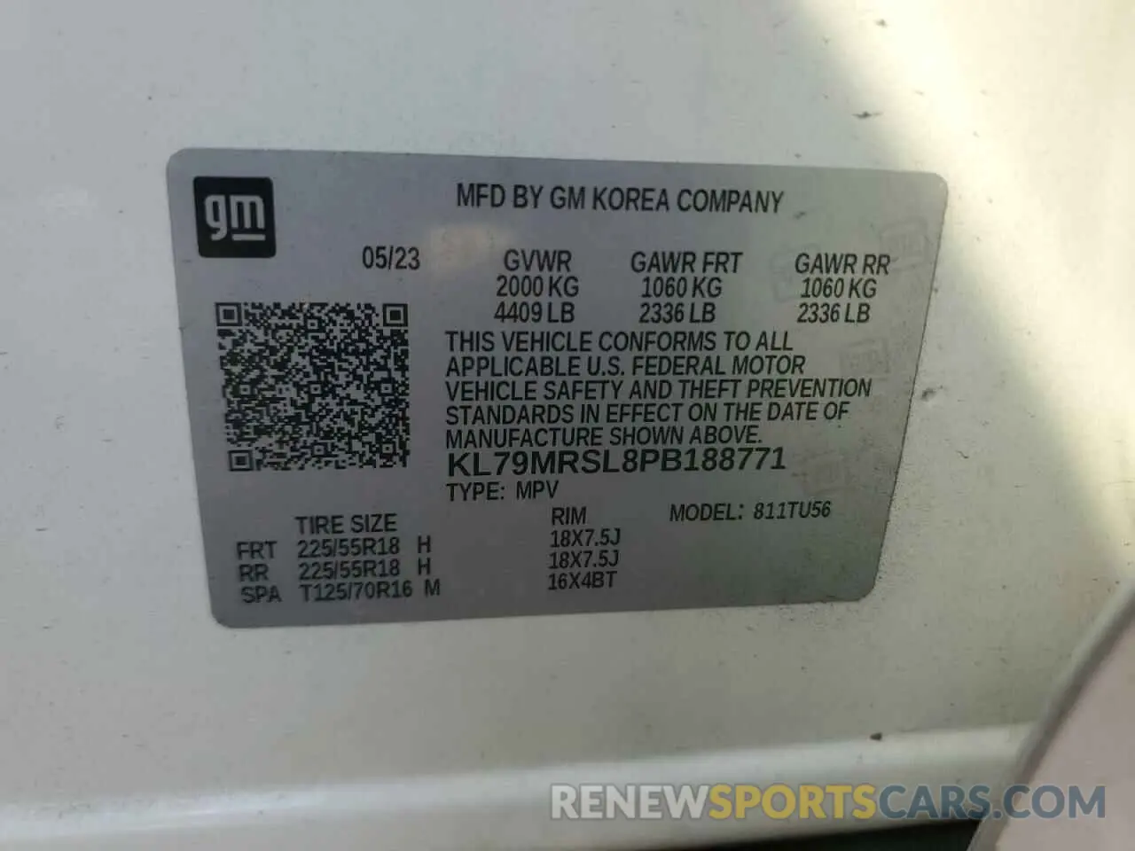 13 fotografías del automóvil dañado KL79MRSL8PB188771 CHEVROLET TRAILBLZR 2023