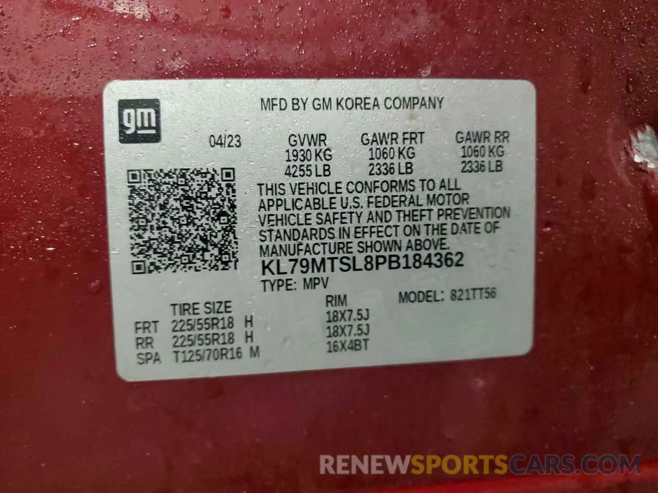 14 fotografías del automóvil dañado KL79MTSL8PB184362 CHEVROLET TRAILBLZR 2023