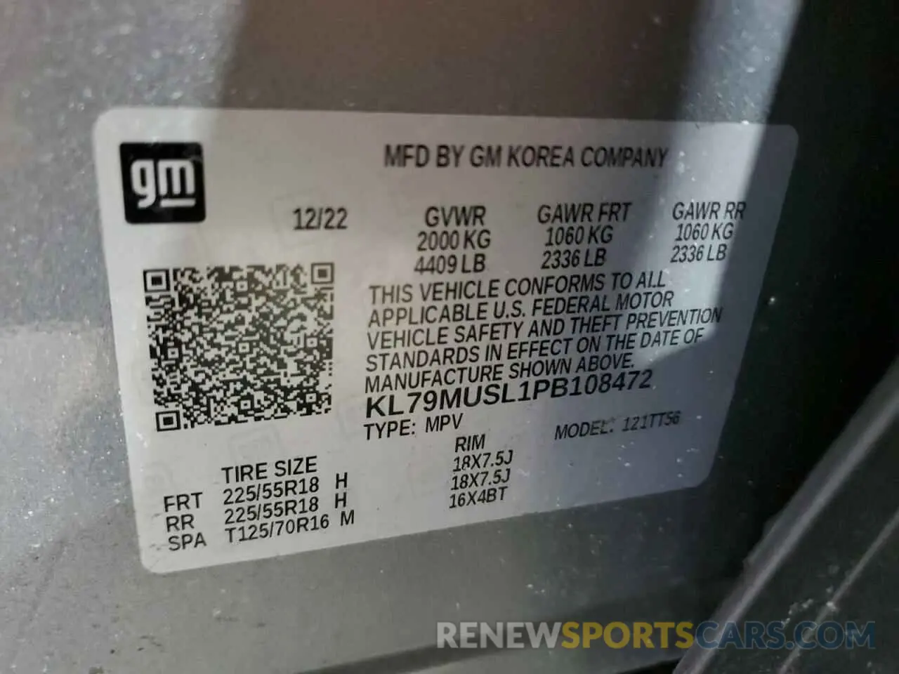13 fotografías del automóvil dañado KL79MUSL1PB108472 CHEVROLET TRAILBLZR 2023