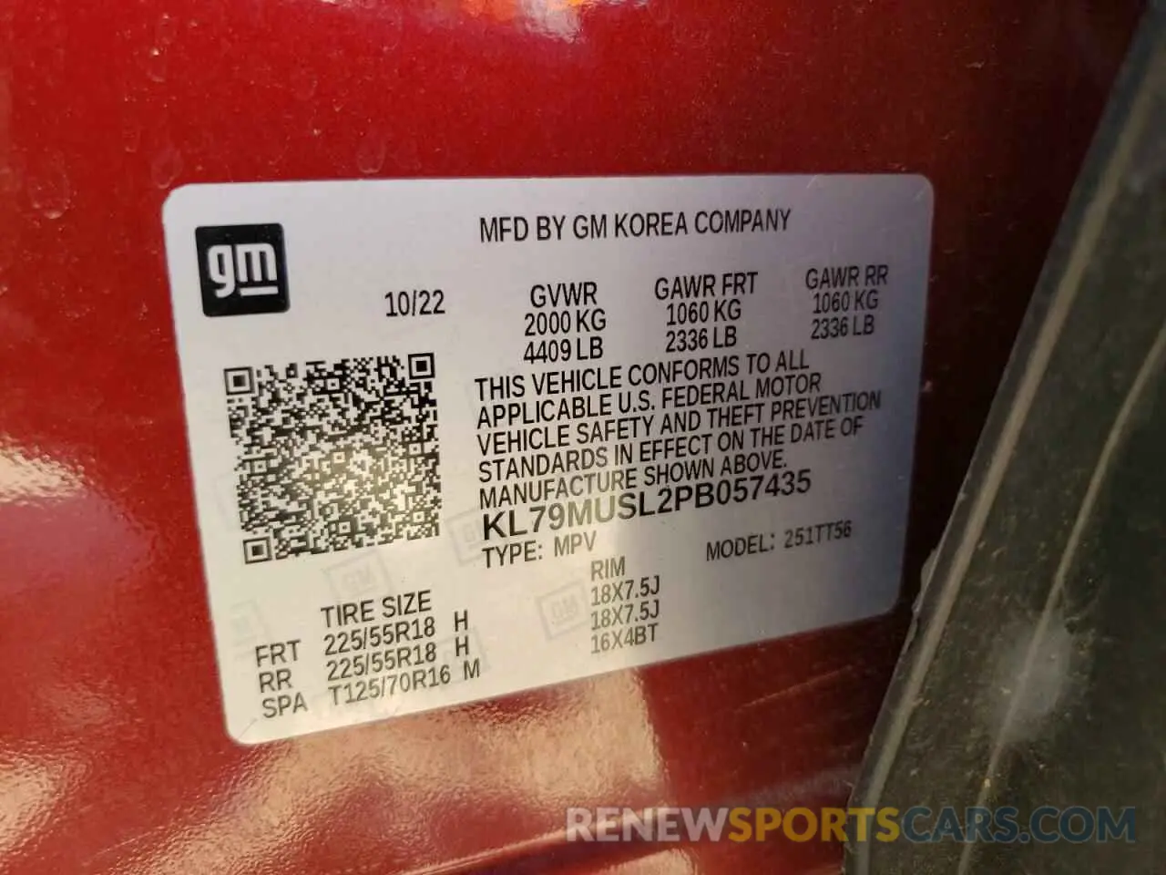14 fotografías del automóvil dañado KL79MUSL2PB057435 CHEVROLET TRAILBLZR 2023