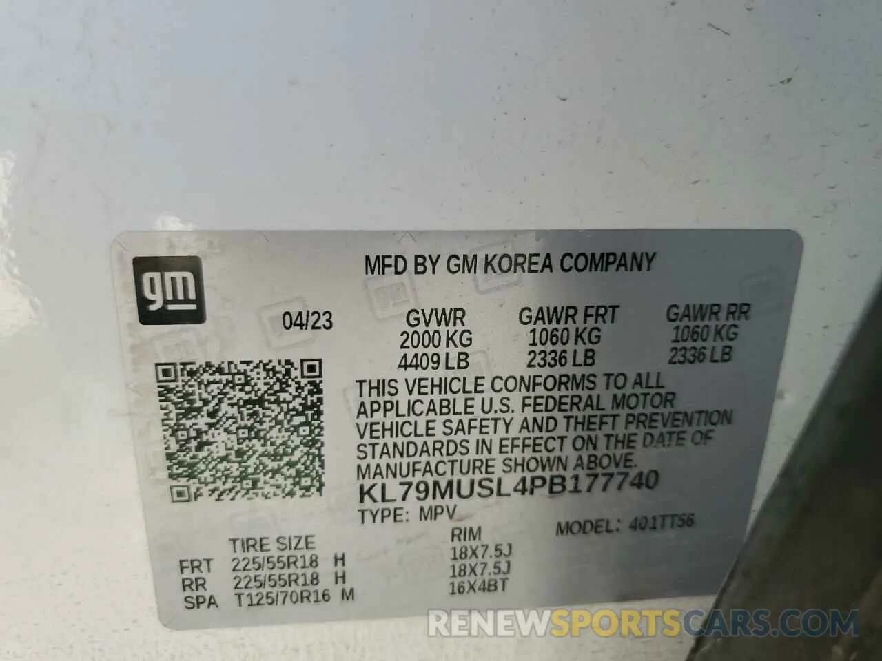 14 fotografías del automóvil dañado KL79MUSL4PB177740 CHEVROLET TRAILBLZR 2023
