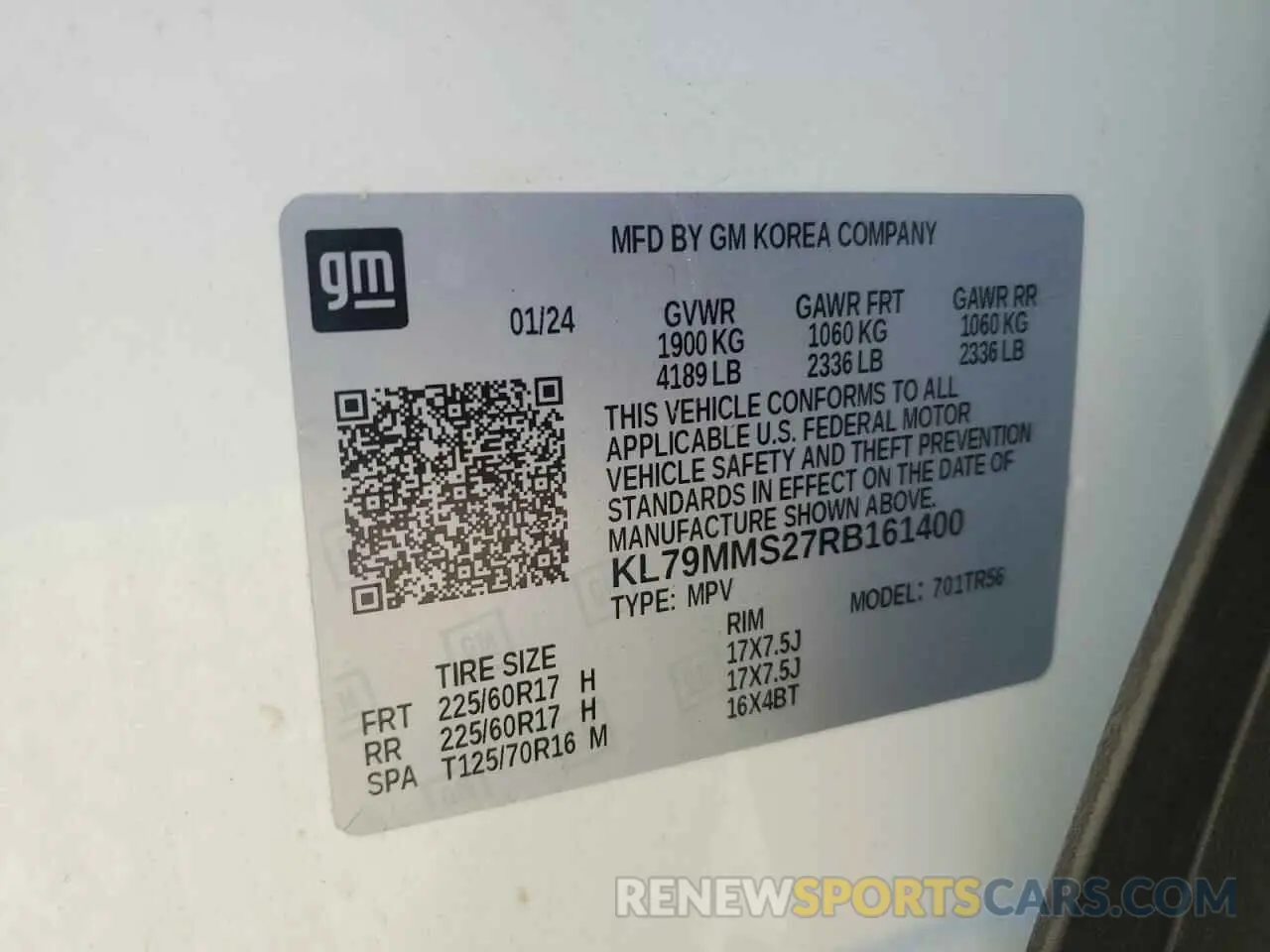 13 fotografías del automóvil dañado KL79MMS27RB161400 CHEVROLET TRAILBLZR 2024