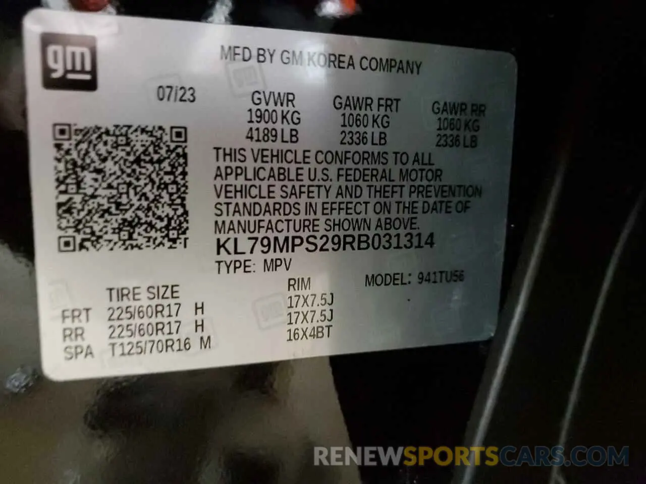 14 fotografías del automóvil dañado KL79MPS29RB031314 CHEVROLET TRAILBLZR 2024