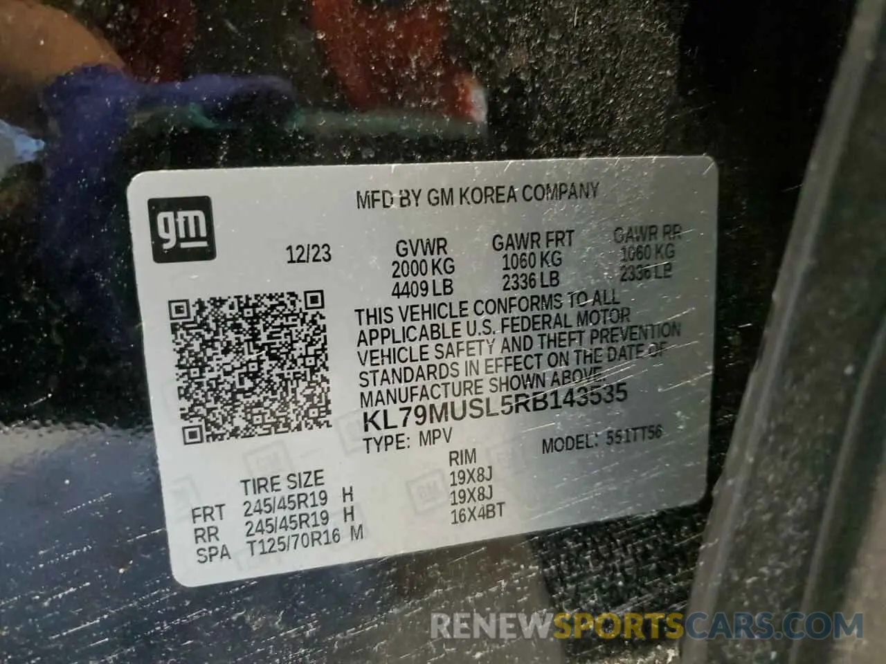 13 fotografías del automóvil dañado KL79MUSL5RB143535 CHEVROLET TRAILBLZR 2024