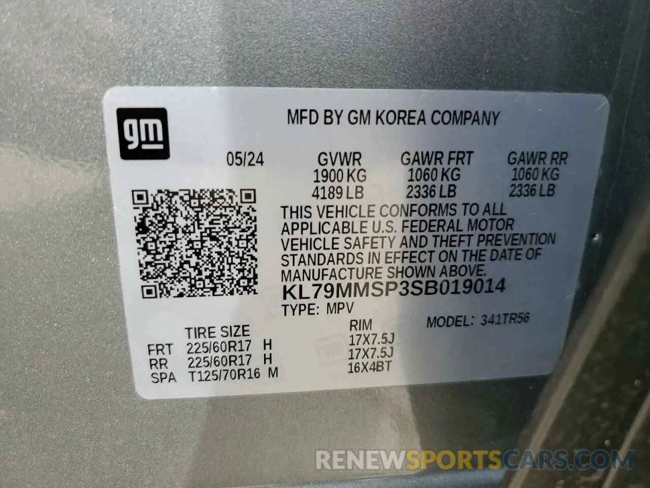 14 fotografías del automóvil dañado KL79MMSP3SB019014 CHEVROLET TRAILBLZR 2025