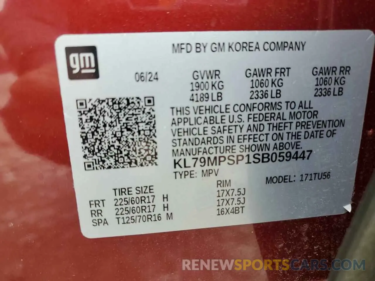 14 fotografías del automóvil dañado KL79MPSP1SB059447 CHEVROLET TRAILBLZR 2025