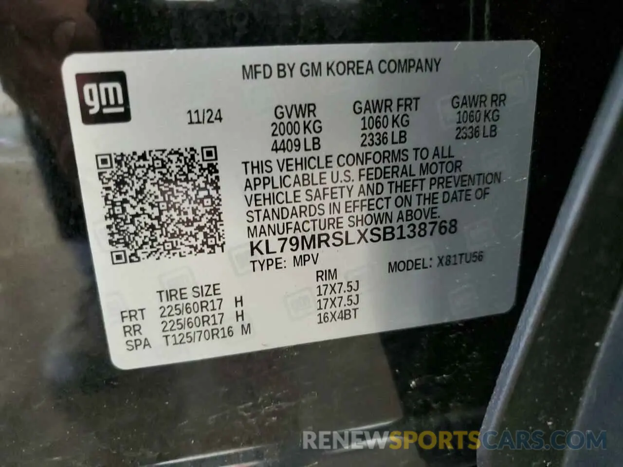14 fotografías del automóvil dañado KL79MRSLXSB138768 CHEVROLET TRAILBLZR 2025