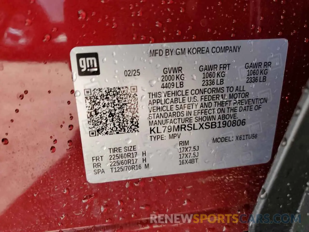13 fotografías del automóvil dañado KL79MRSLXSB190806 CHEVROLET TRAILBLZR 2025