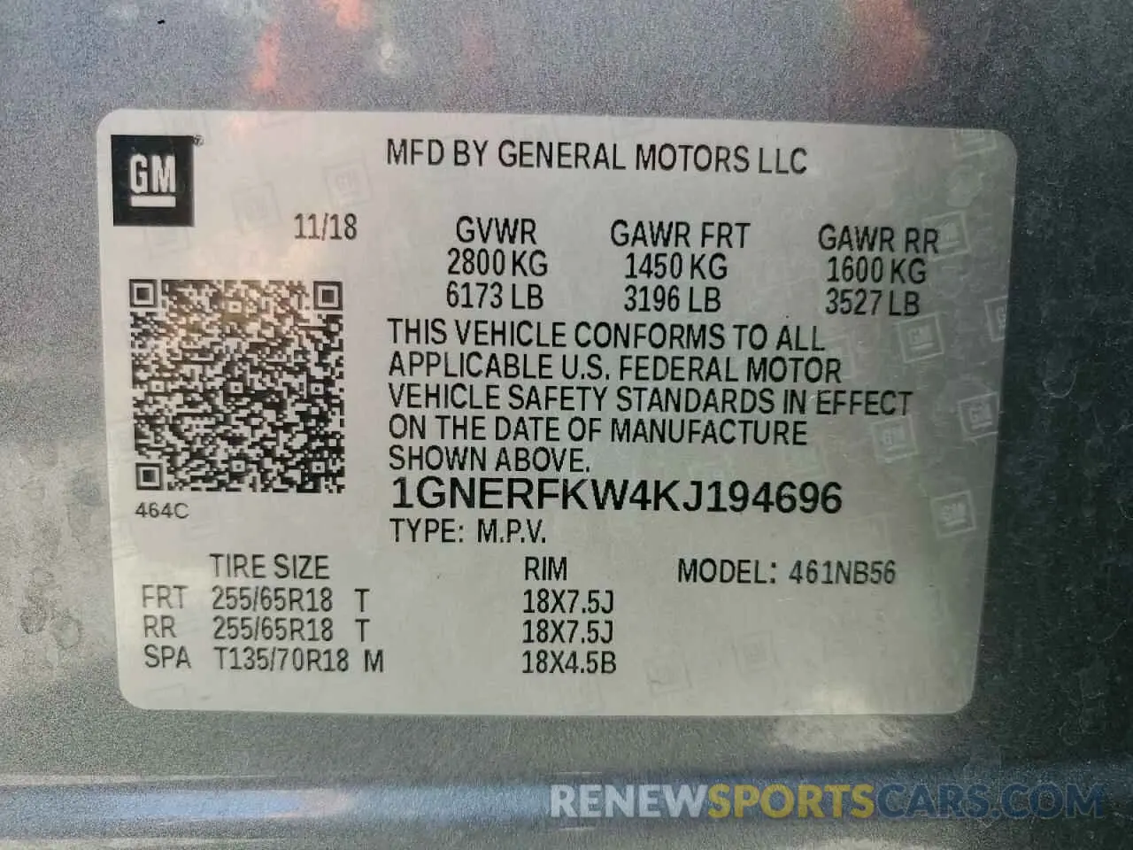 13 fotografías del automóvil dañado 1GNERFKW4KJ194696 CHEVROLET TRAVERSE 2019