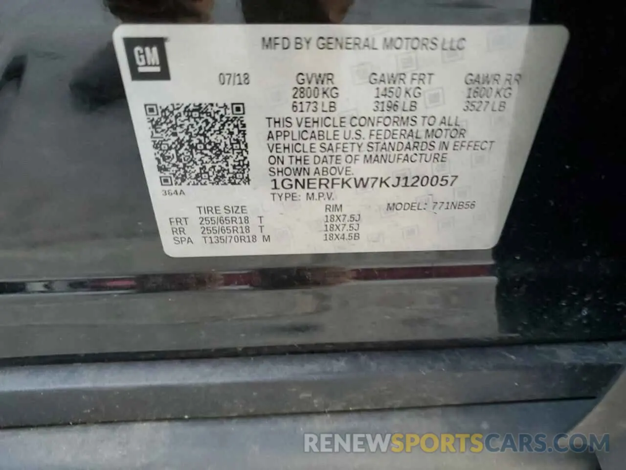 13 fotografías del automóvil dañado 1GNERFKW7KJ120057 CHEVROLET TRAVERSE 2019