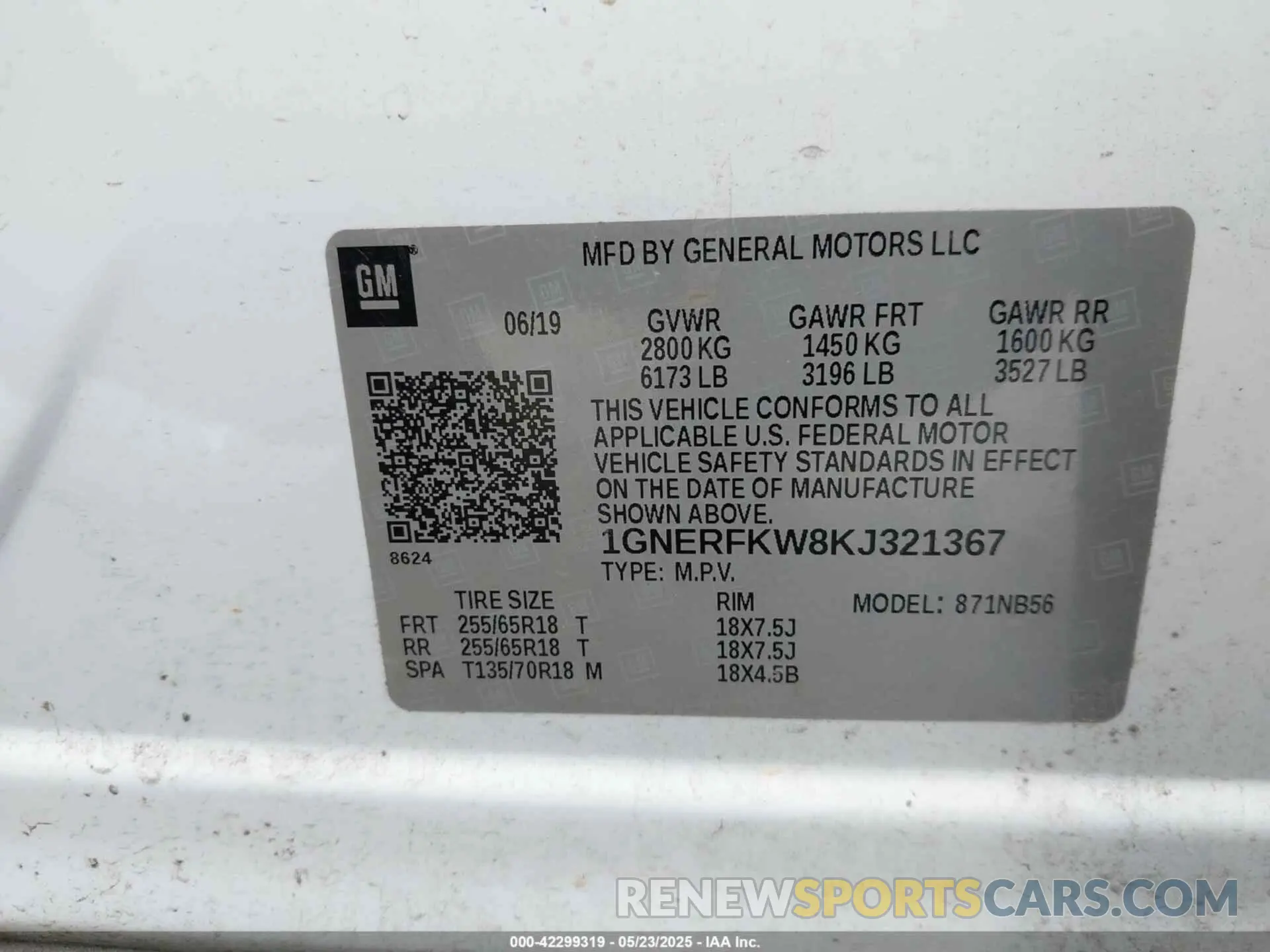 9 fotografías del automóvil dañado 1GNERFKW8KJ321367 CHEVROLET TRAVERSE 2019