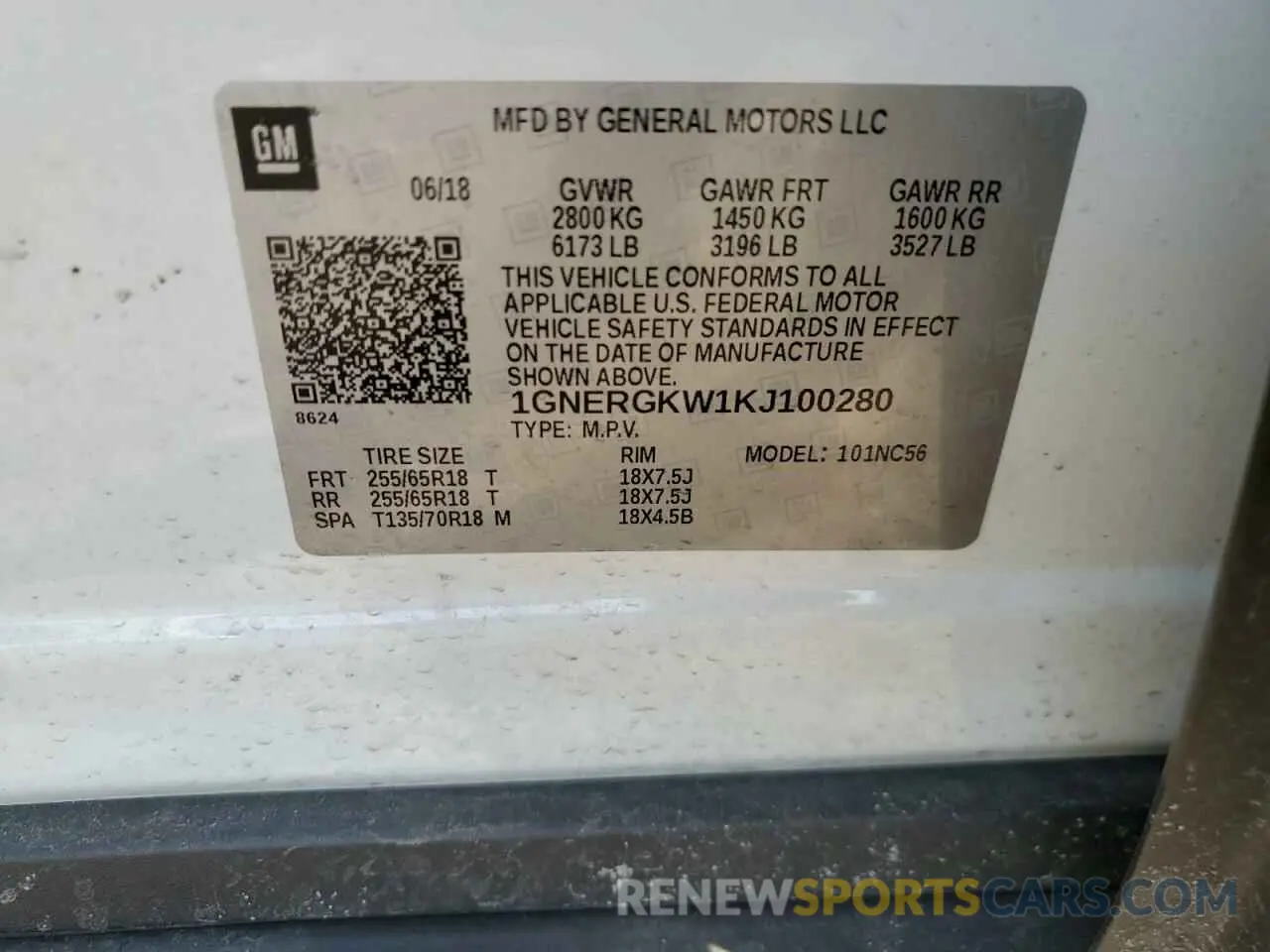 16 fotografías del automóvil dañado 1GNERGKW1KJ100280 CHEVROLET TRAVERSE 2019