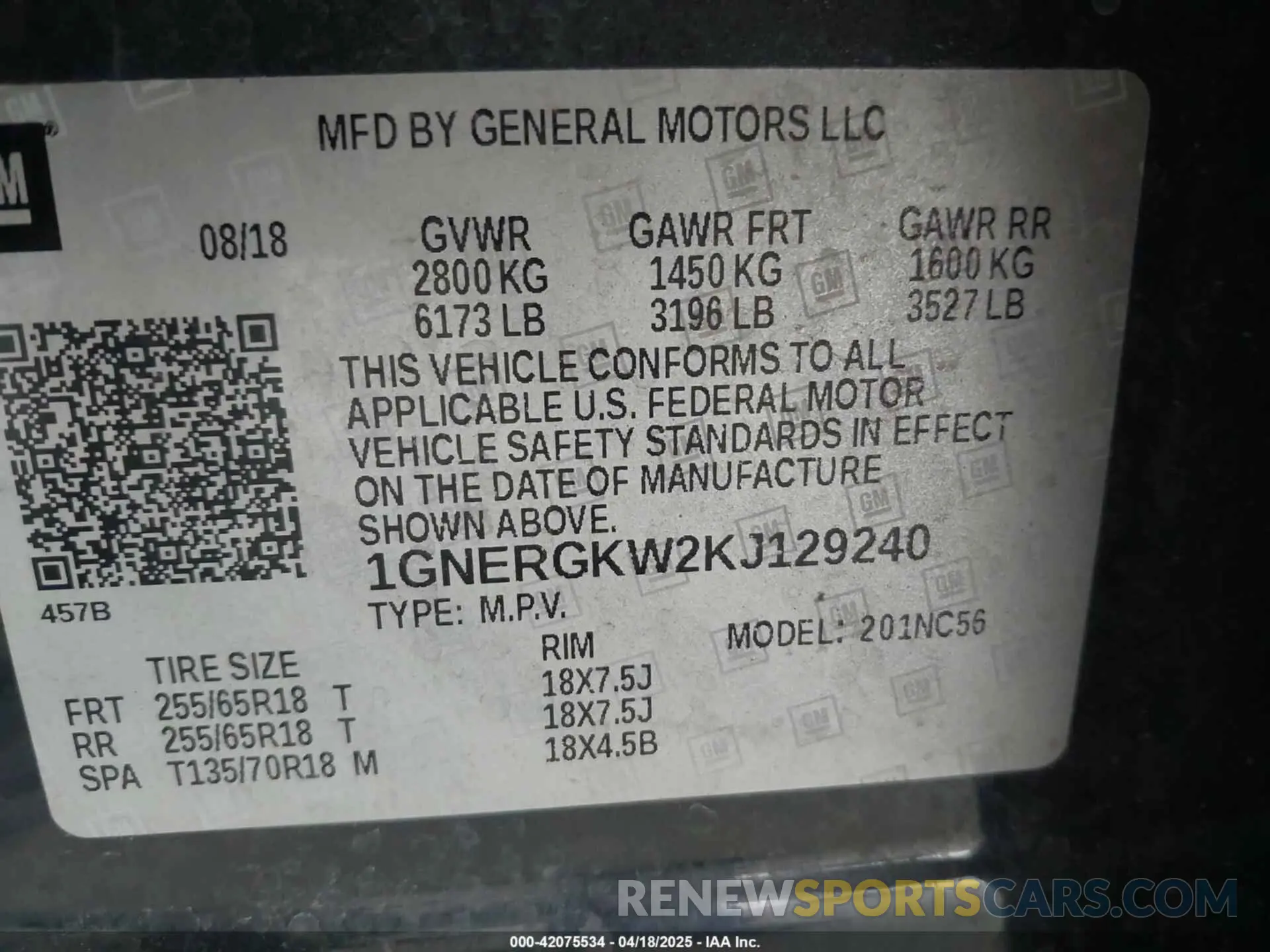 9 fotografías del automóvil dañado 1GNERGKW2KJ129240 CHEVROLET TRAVERSE 2019