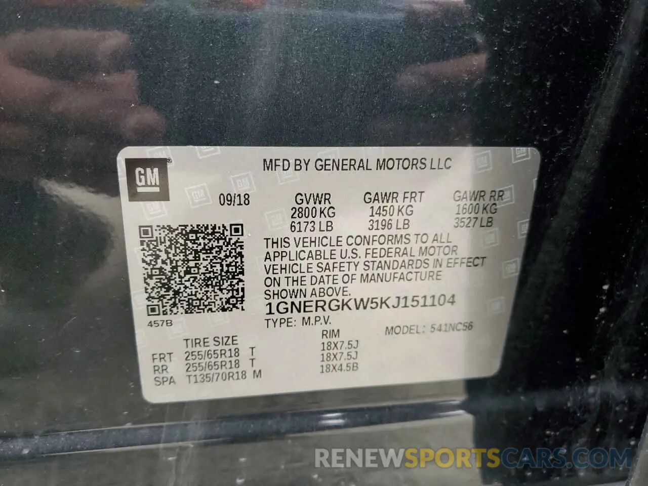 13 fotografías del automóvil dañado 1GNERGKW5KJ151104 CHEVROLET TRAVERSE 2019
