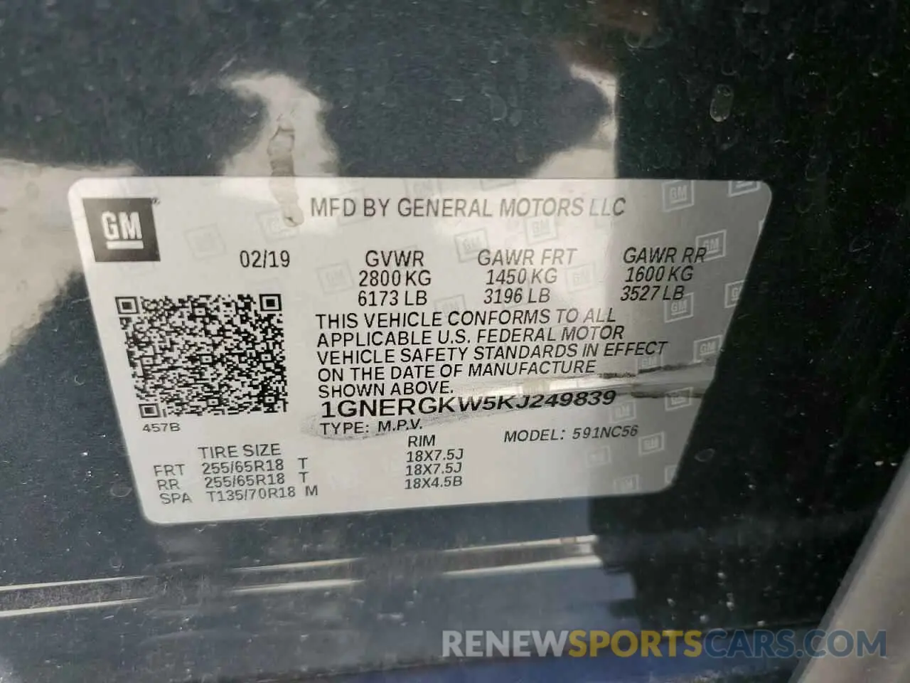 16 fotografías del automóvil dañado 1GNERGKW5KJ249839 CHEVROLET TRAVERSE 2019