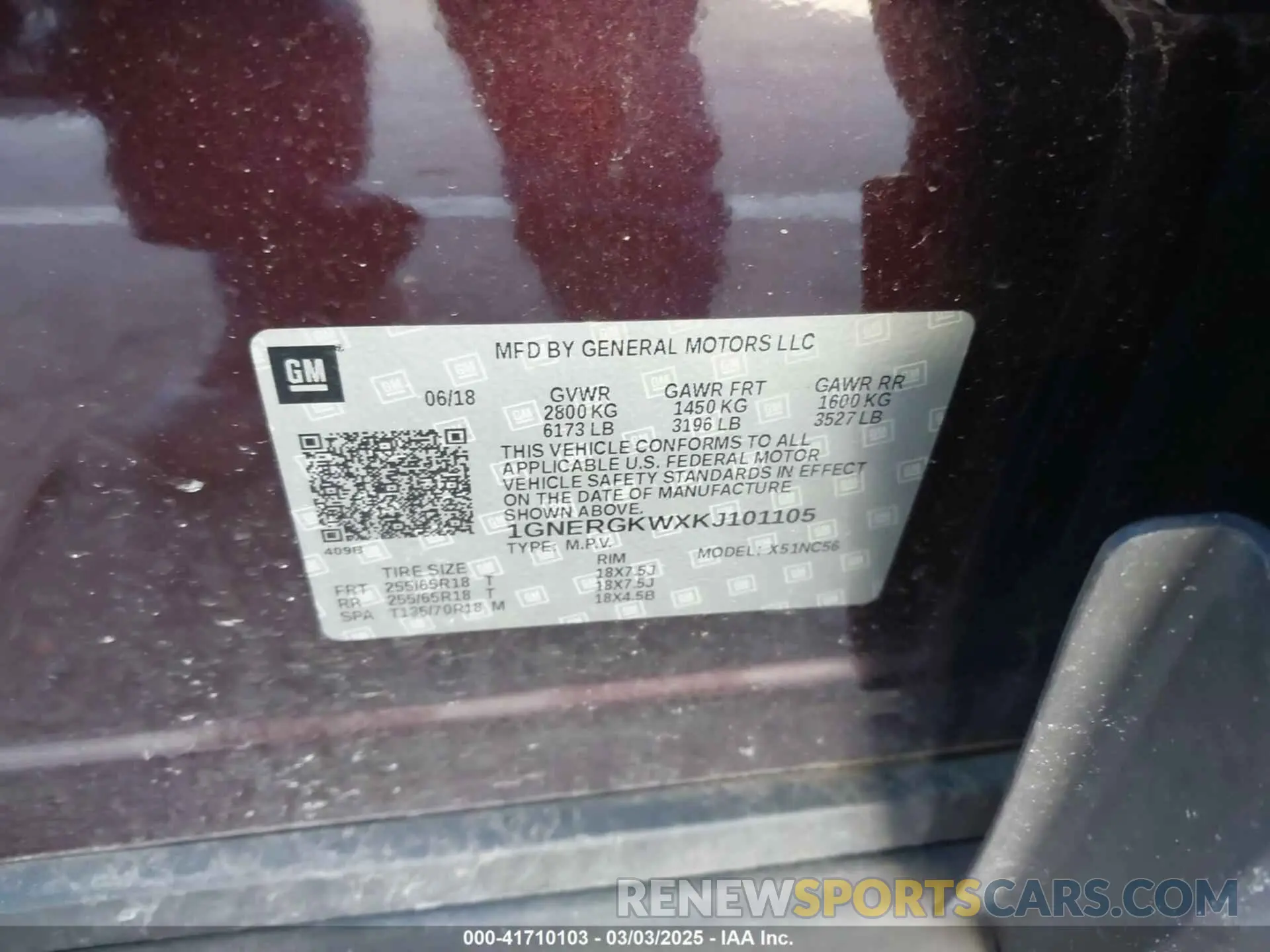 9 fotografías del automóvil dañado 1GNERGKWXKJ101105 CHEVROLET TRAVERSE 2019