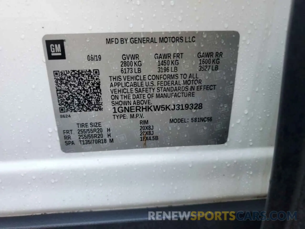 14 fotografías del automóvil dañado 1GNERHKW5KJ319328 CHEVROLET TRAVERSE 2019
