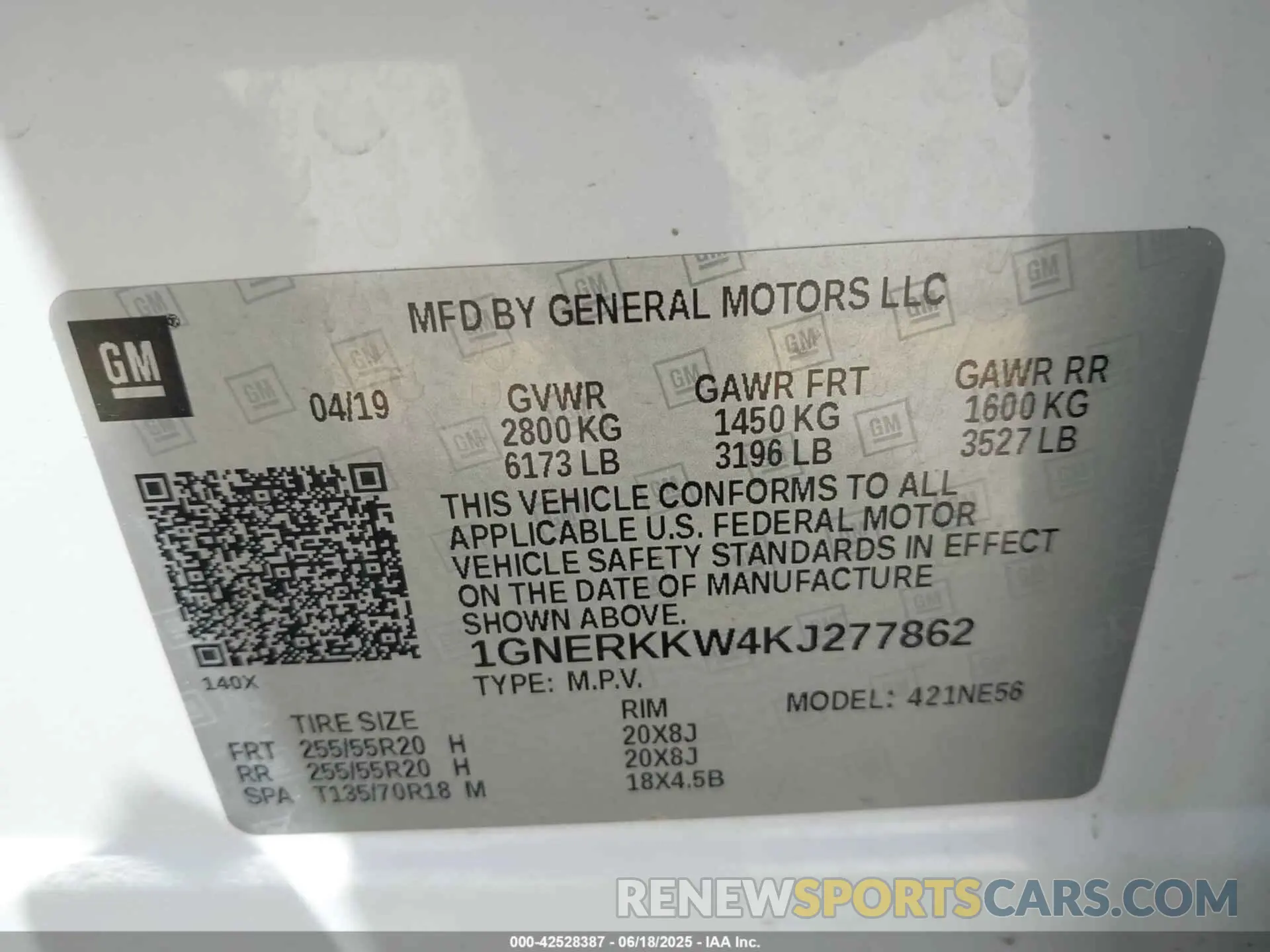 9 fotografías del automóvil dañado 1GNERKKW4KJ277862 CHEVROLET TRAVERSE 2019
