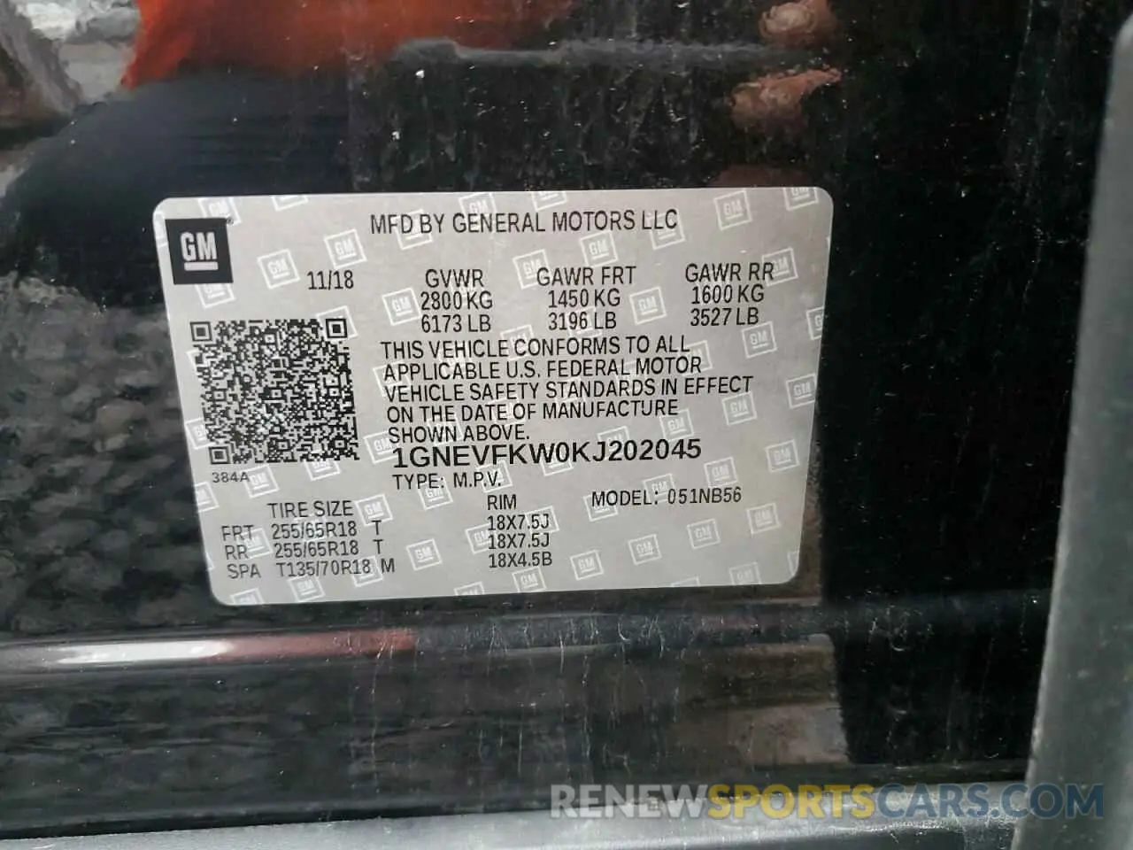 13 fotografías del automóvil dañado 1GNEVFKW0KJ202045 CHEVROLET TRAVERSE 2019
