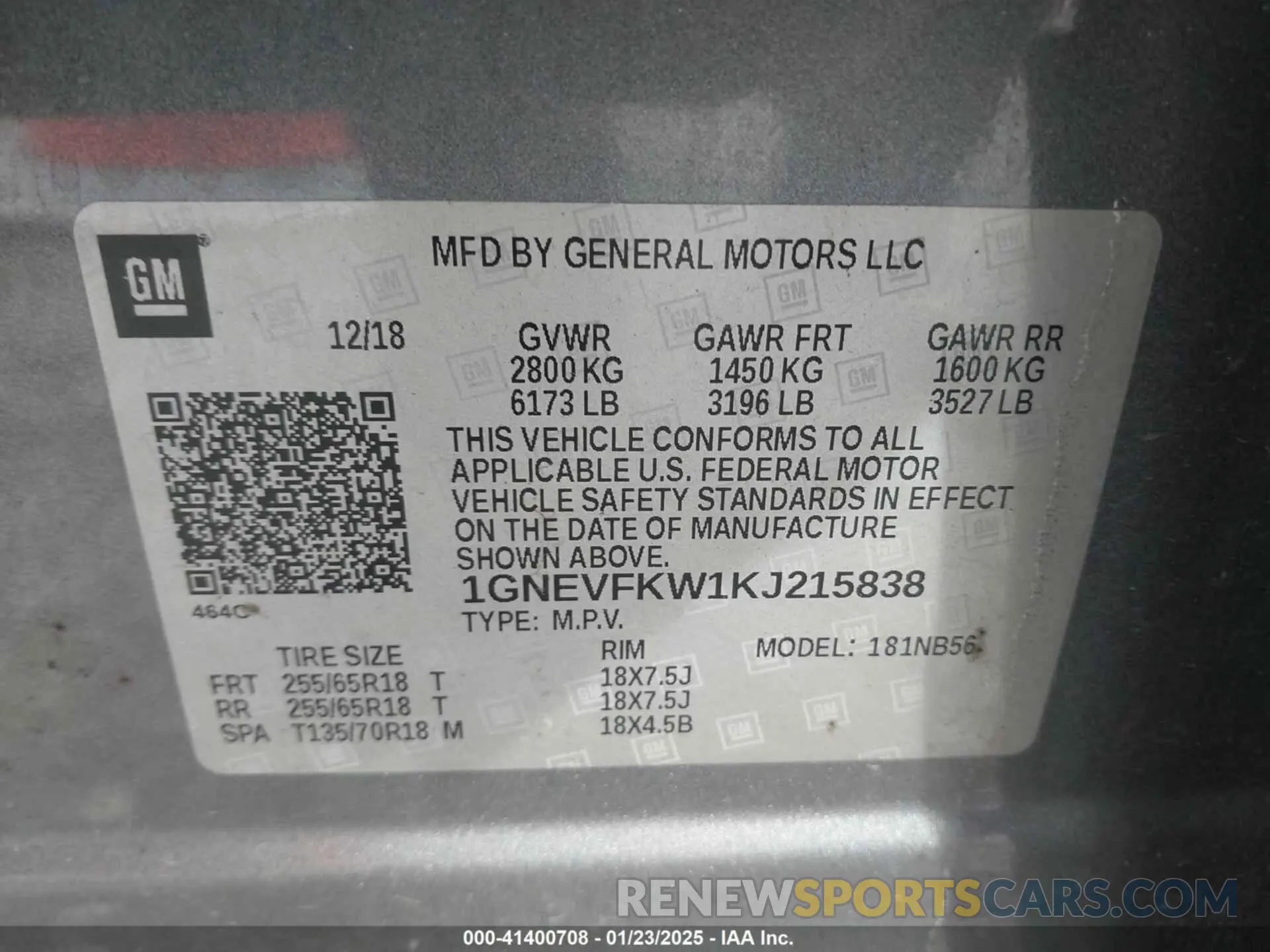 9 fotografías del automóvil dañado 1GNEVFKW1KJ215838 CHEVROLET TRAVERSE 2019