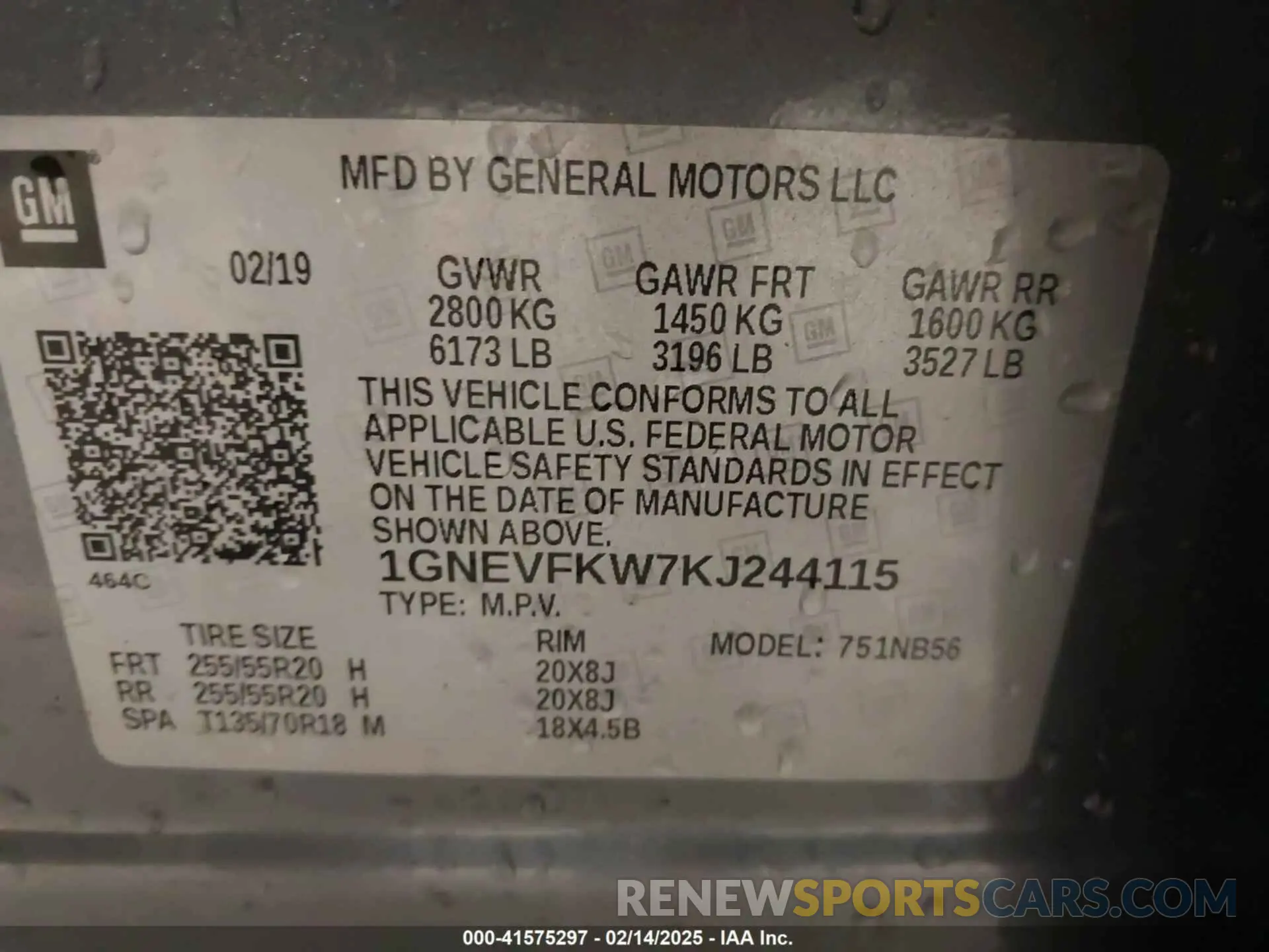 9 fotografías del automóvil dañado 1GNEVFKW7KJ244115 CHEVROLET TRAVERSE 2019