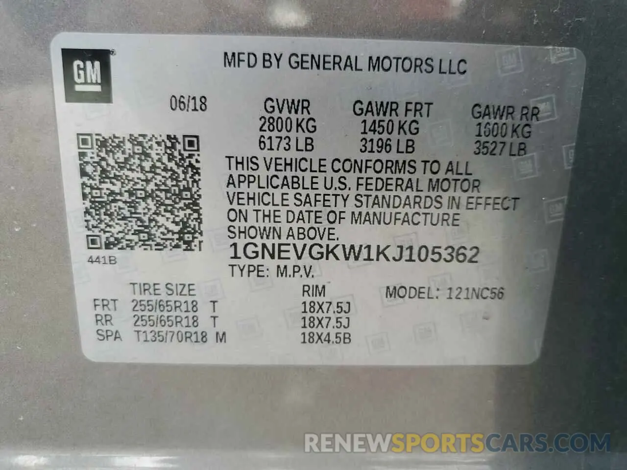 13 fotografías del automóvil dañado 1GNEVGKW1KJ105362 CHEVROLET TRAVERSE 2019