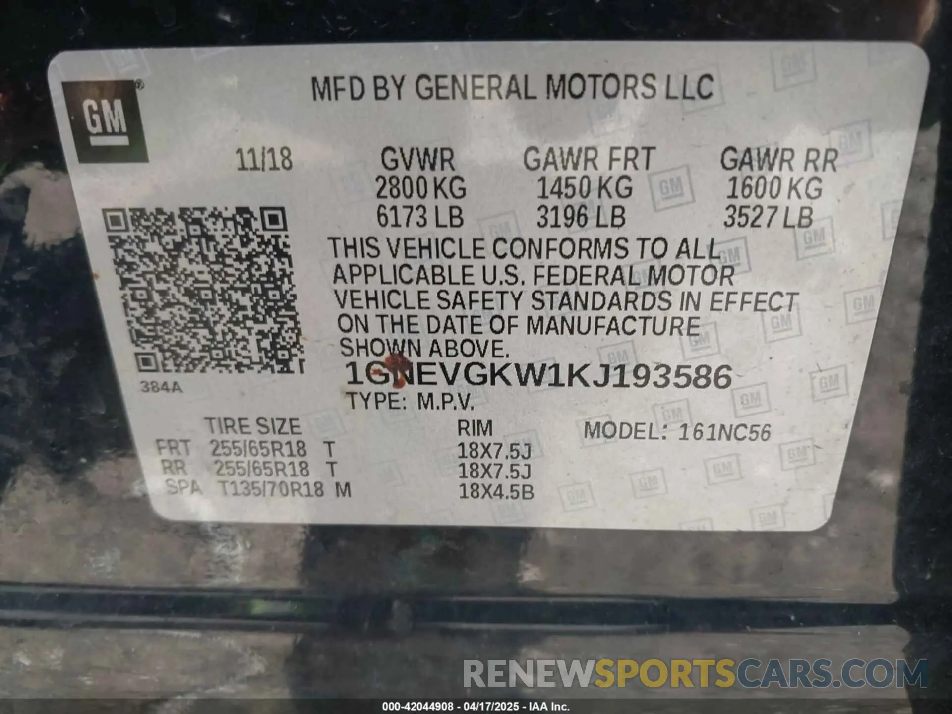 9 fotografías del automóvil dañado 1GNEVGKW1KJ193586 CHEVROLET TRAVERSE 2019