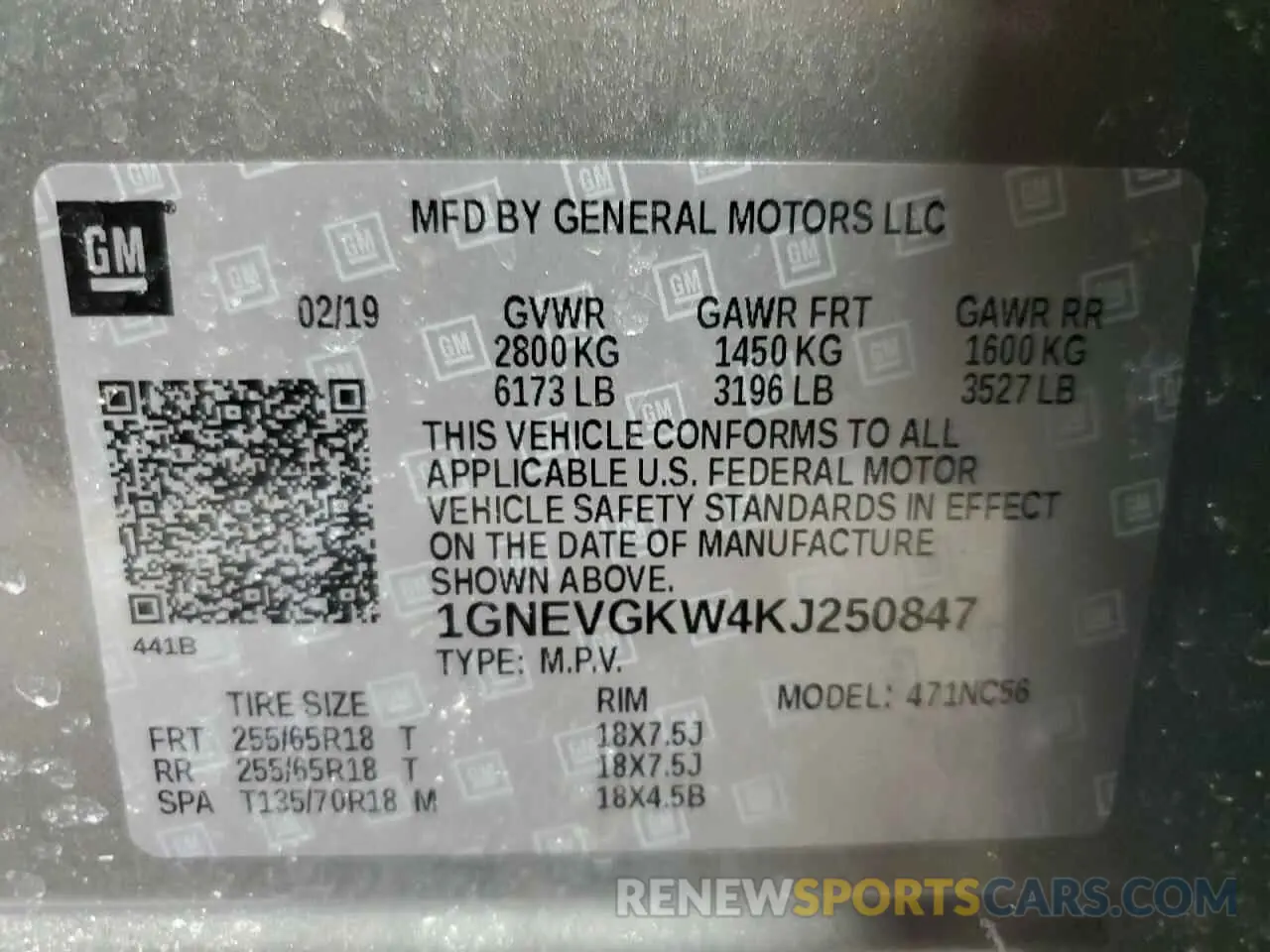 13 fotografías del automóvil dañado 1GNEVGKW4KJ250847 CHEVROLET TRAVERSE 2019