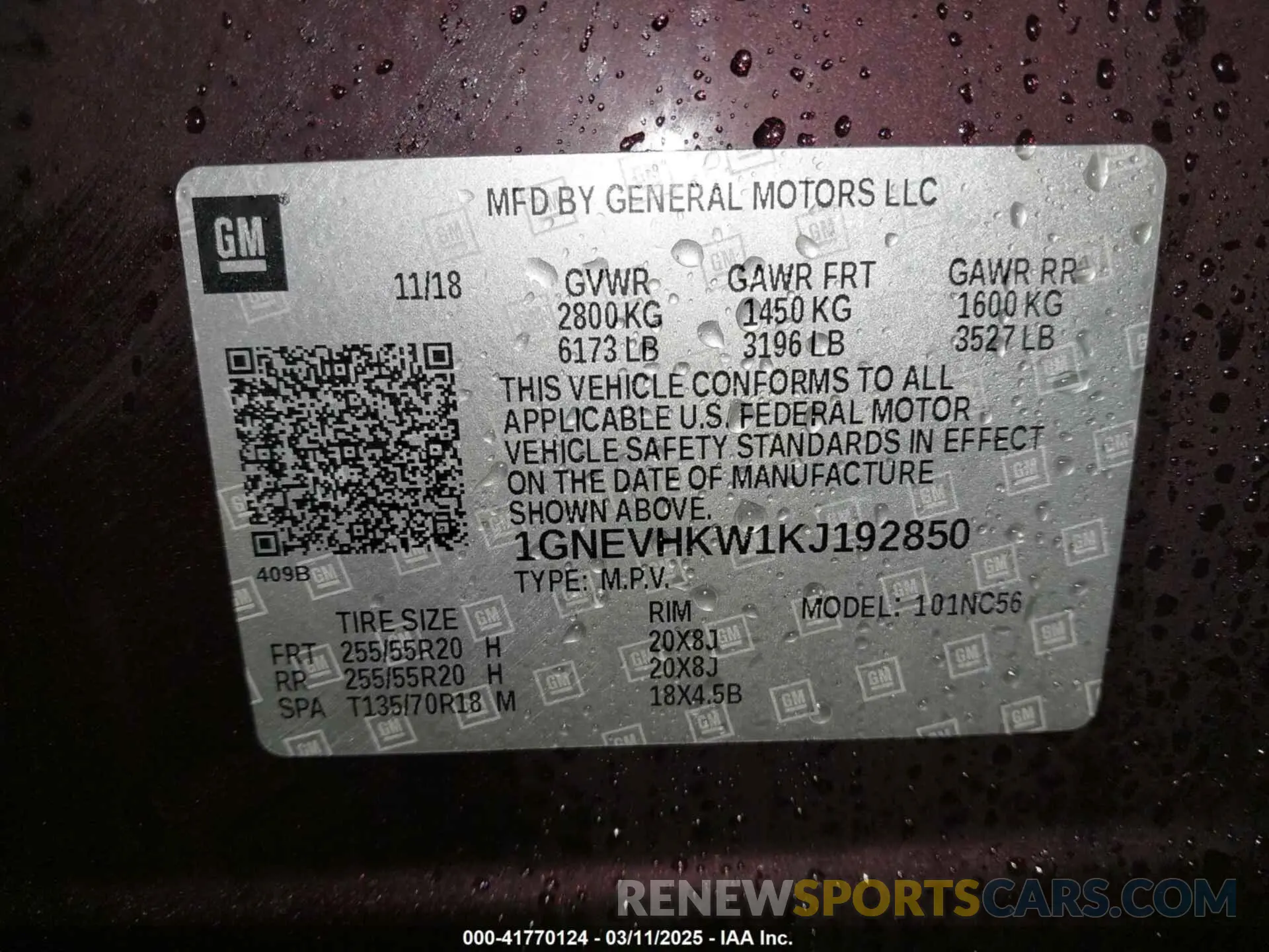 9 fotografías del automóvil dañado 1GNEVHKW1KJ192850 CHEVROLET TRAVERSE 2019