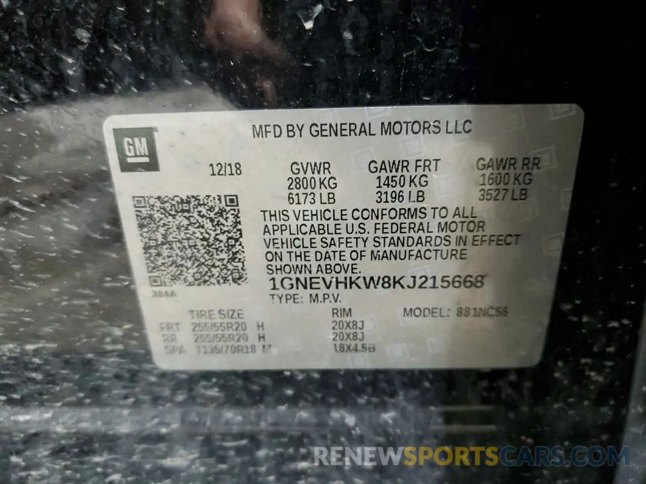 14 fotografías del automóvil dañado 1GNEVHKW8KJ215668 CHEVROLET TRAVERSE 2019