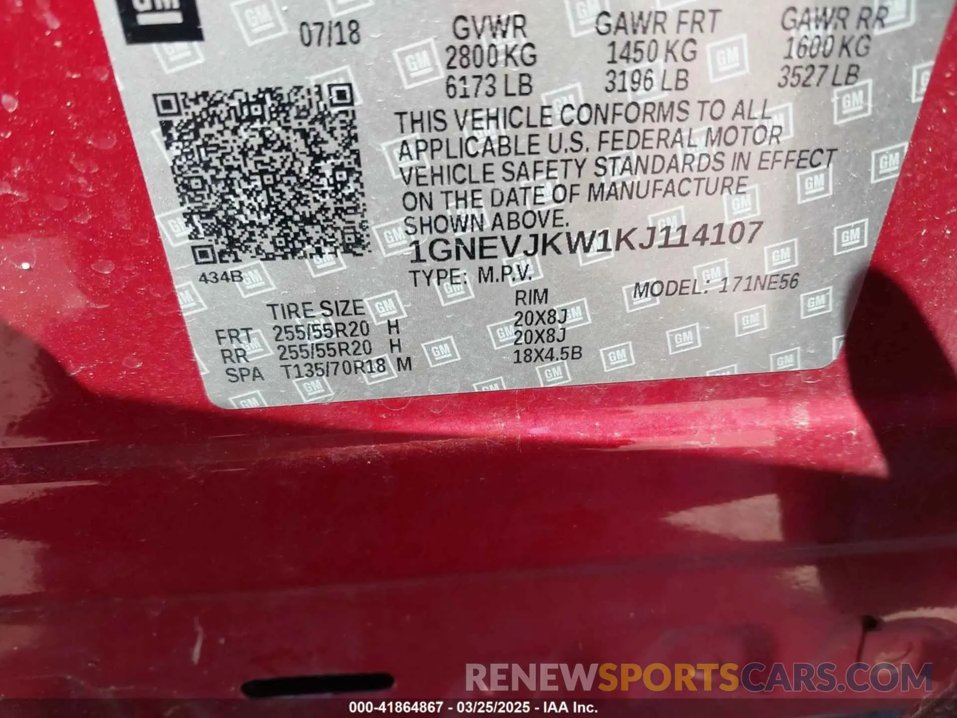 9 fotografías del automóvil dañado 1GNEVJKW1KJ114107 CHEVROLET TRAVERSE 2019