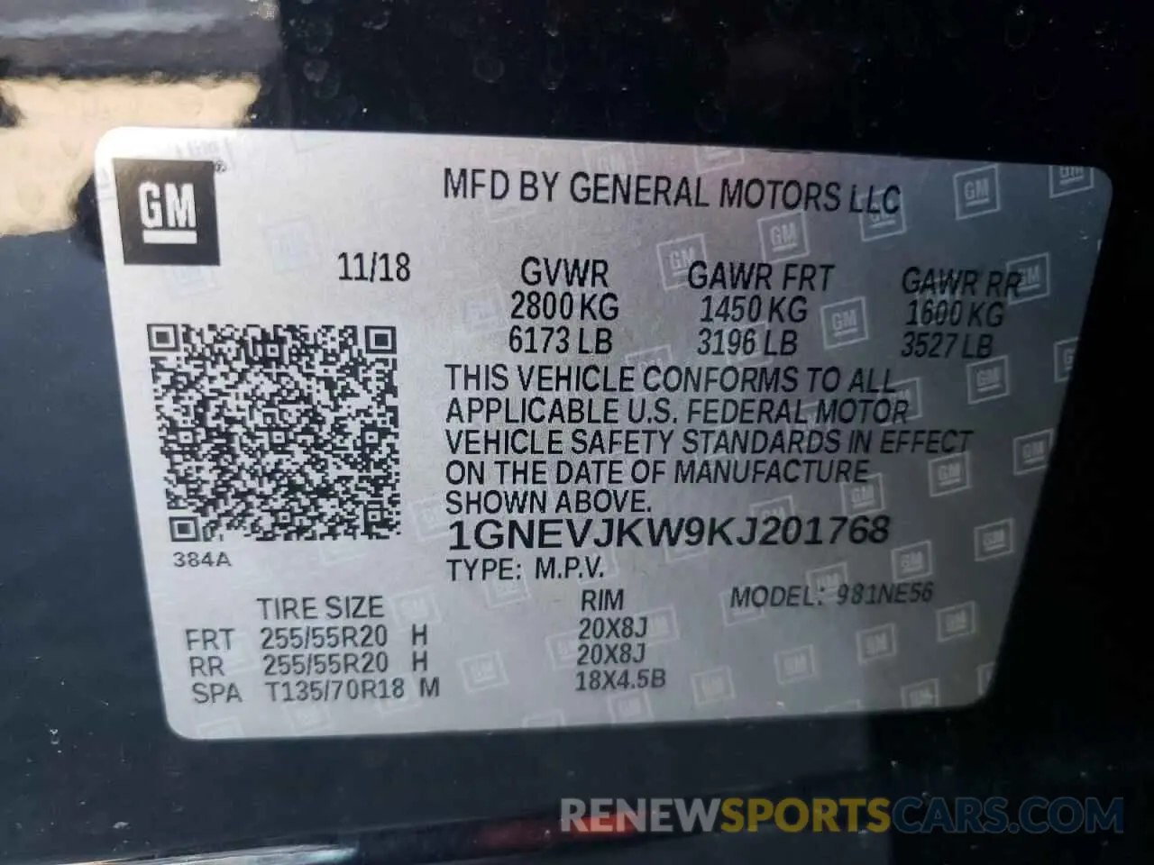 13 fotografías del automóvil dañado 1GNEVJKW9KJ201768 CHEVROLET TRAVERSE 2019