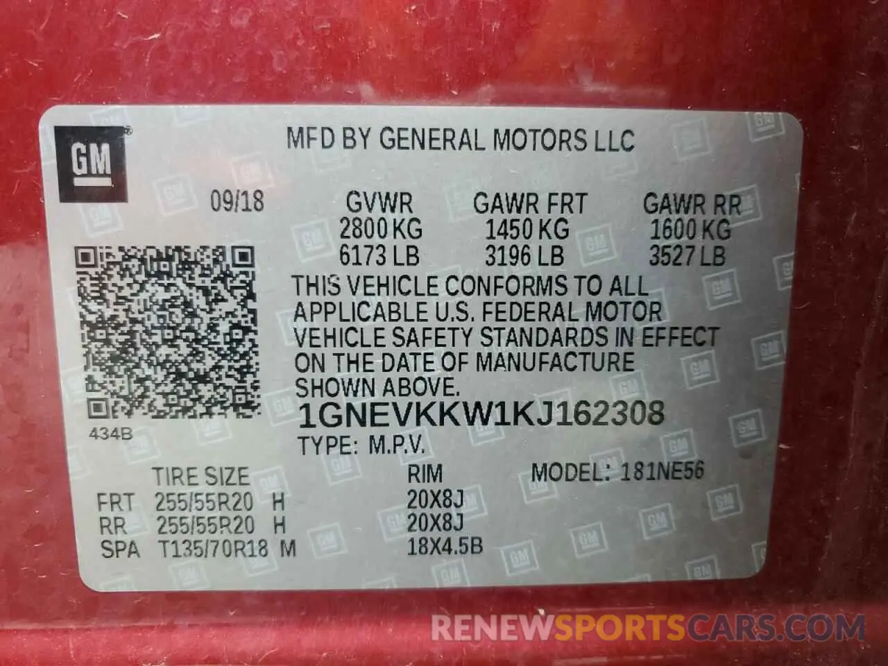 14 fotografías del automóvil dañado 1GNEVKKW1KJ162308 CHEVROLET TRAVERSE 2019
