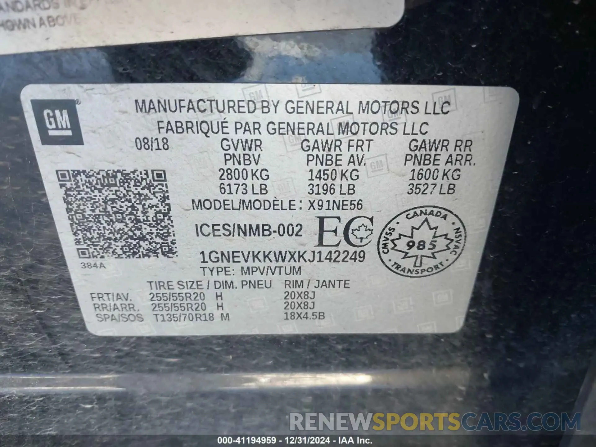 9 fotografías del automóvil dañado 1GNEVKKWXKJ142249 CHEVROLET TRAVERSE 2019