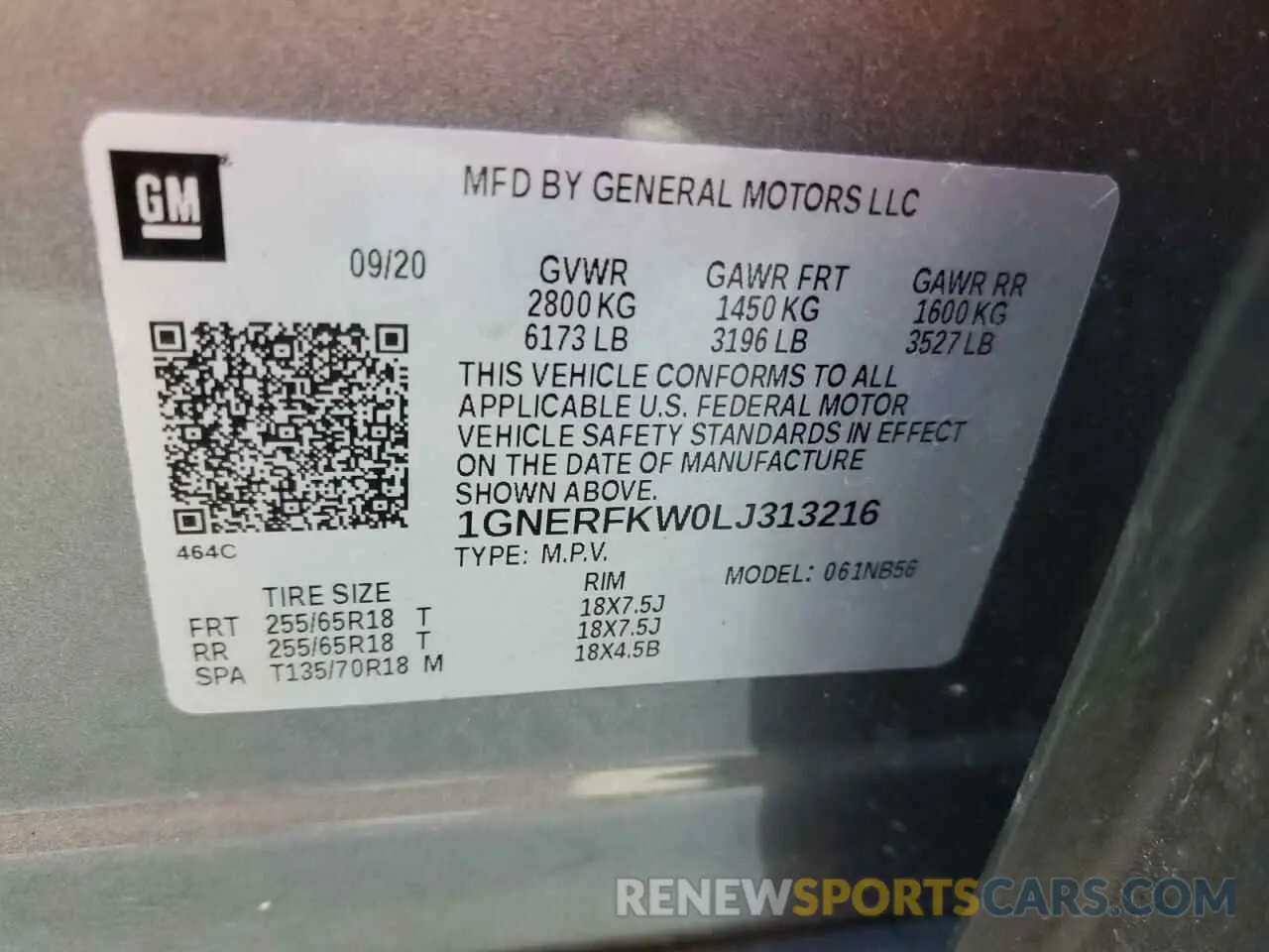 12 fotografías del automóvil dañado 1GNERFKW0LJ313216 CHEVROLET TRAVERSE 2020