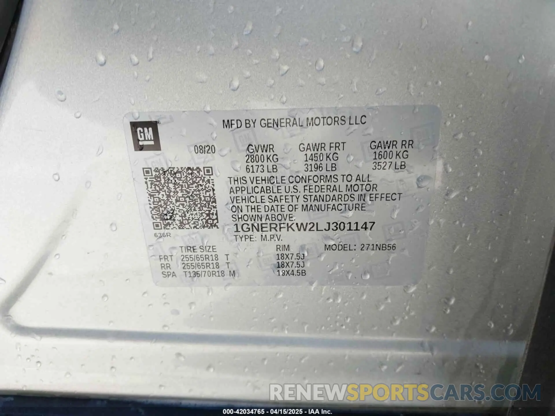 9 fotografías del automóvil dañado 1GNERFKW2LJ301147 CHEVROLET TRAVERSE 2020