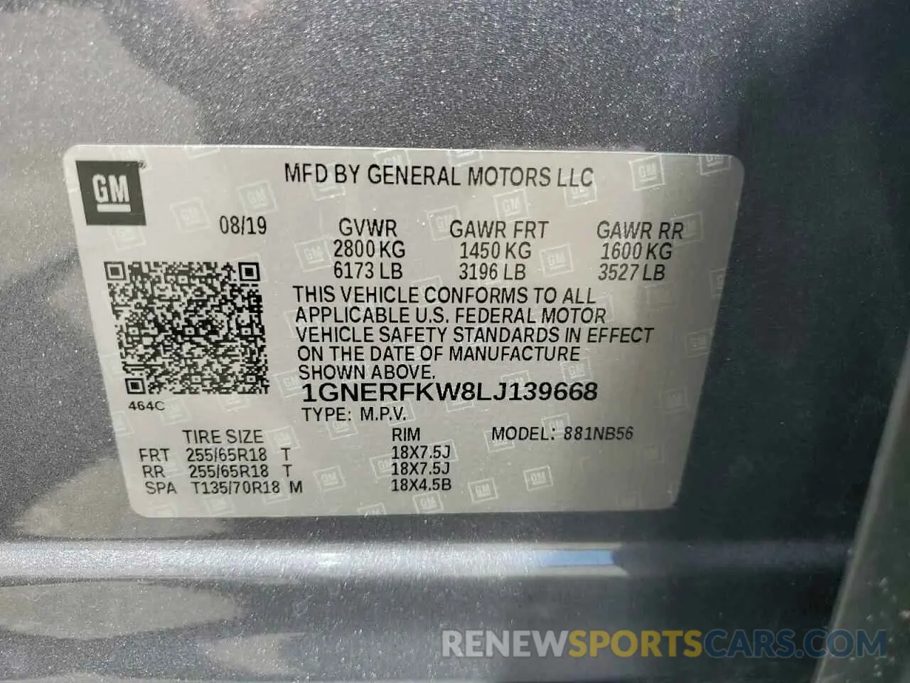 13 fotografías del automóvil dañado 1GNERFKW8LJ139668 CHEVROLET TRAVERSE 2020
