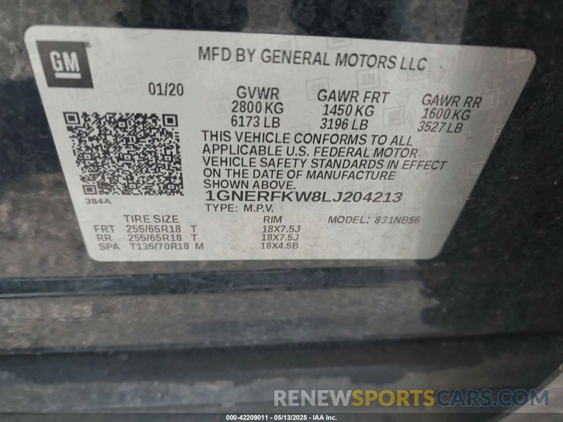 9 fotografías del automóvil dañado 1GNERFKW8LJ204213 CHEVROLET TRAVERSE 2020