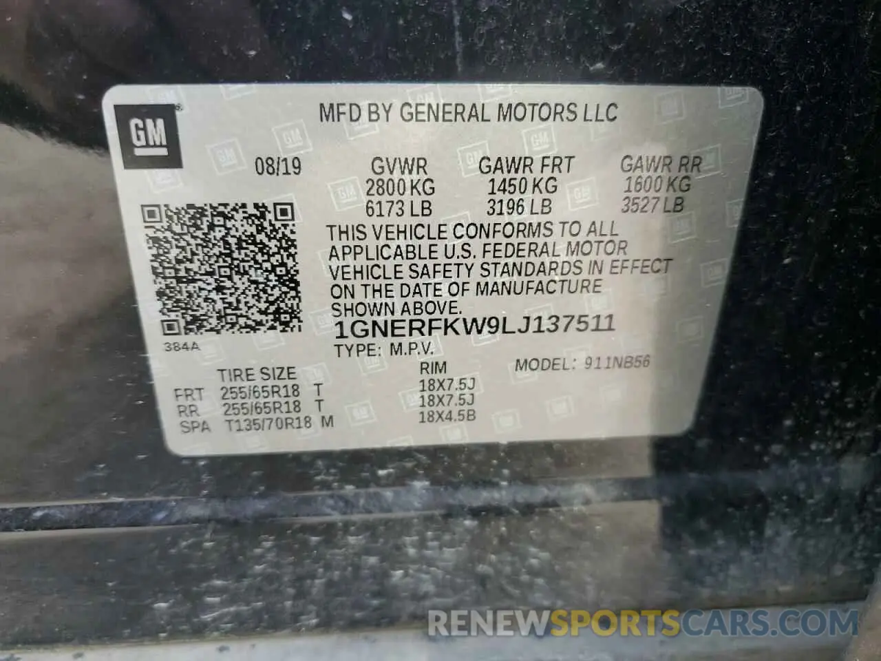 14 fotografías del automóvil dañado 1GNERFKW9LJ137511 CHEVROLET TRAVERSE 2020
