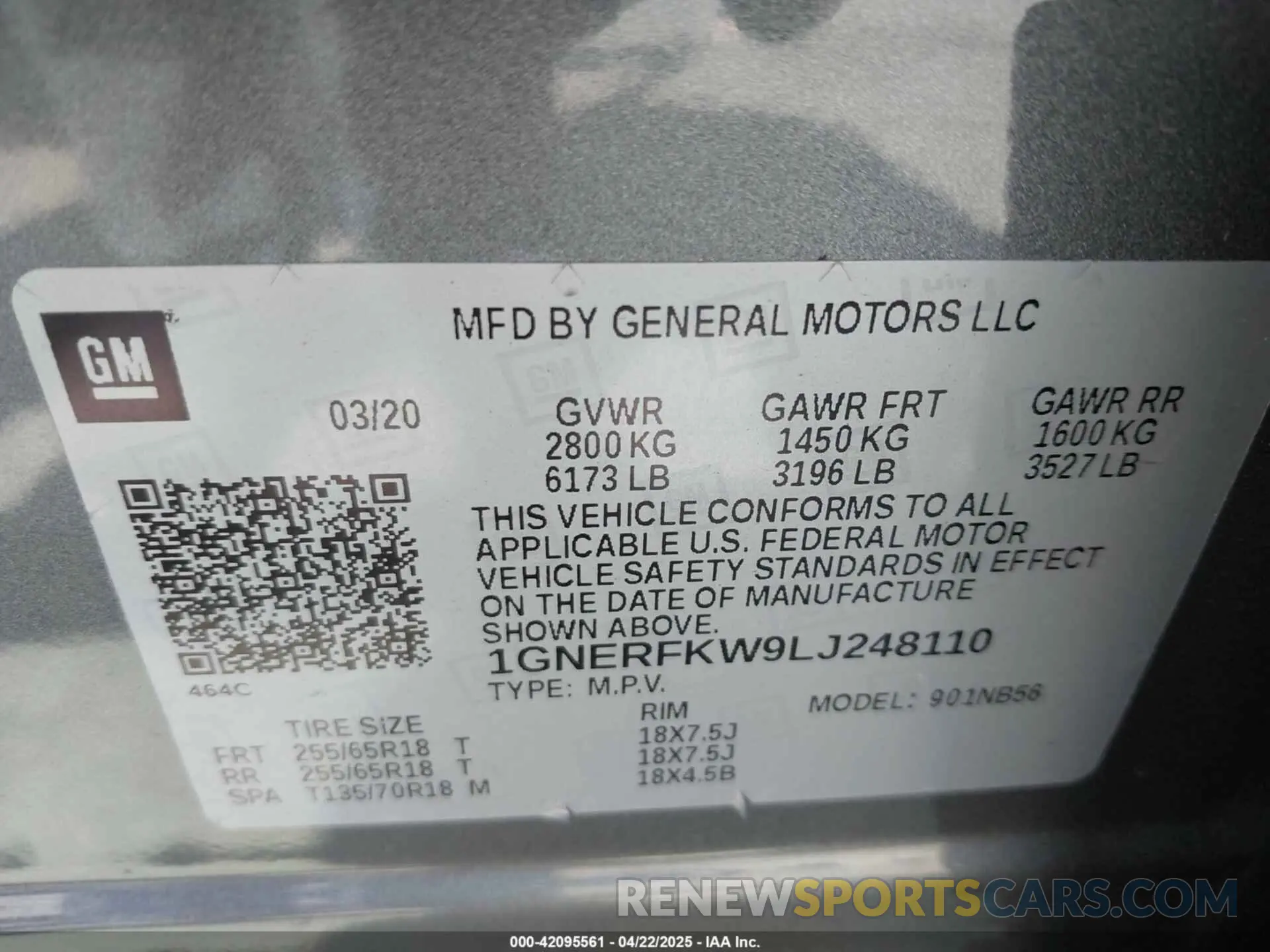 9 fotografías del automóvil dañado 1GNERFKW9LJ248110 CHEVROLET TRAVERSE 2020