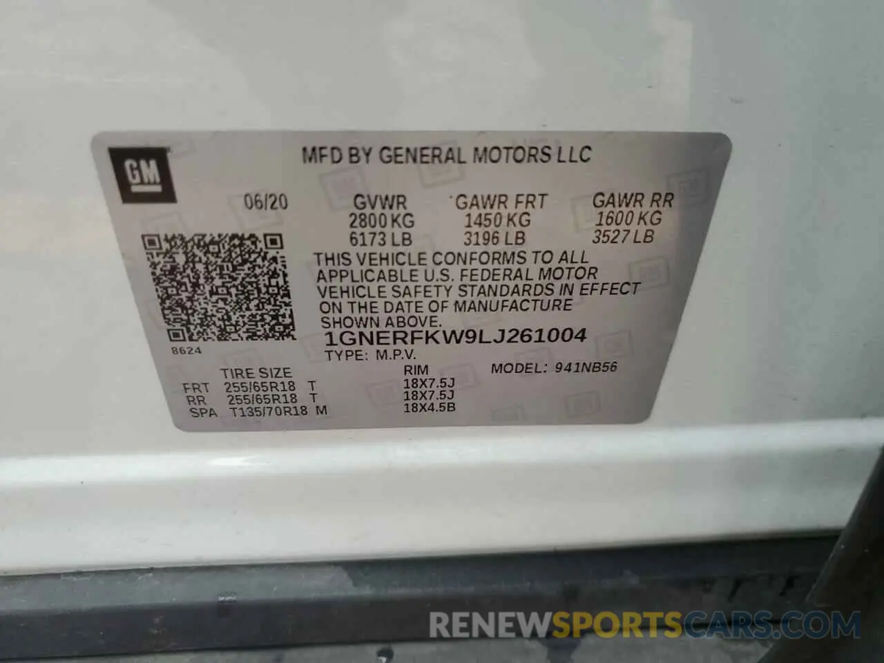14 fotografías del automóvil dañado 1GNERFKW9LJ261004 CHEVROLET TRAVERSE 2020