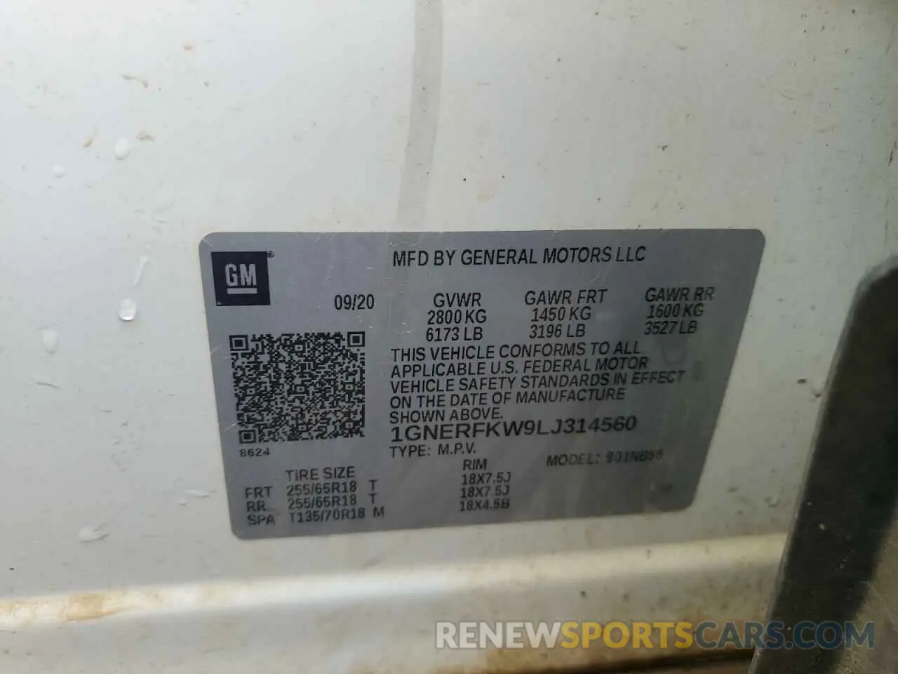 12 fotografías del automóvil dañado 1GNERFKW9LJ314560 CHEVROLET TRAVERSE 2020