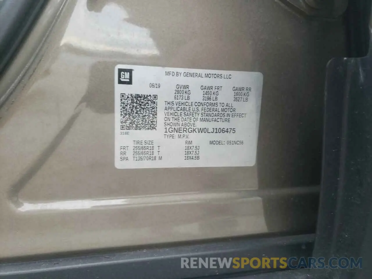 14 fotografías del automóvil dañado 1GNERGKW0LJ106475 CHEVROLET TRAVERSE 2020