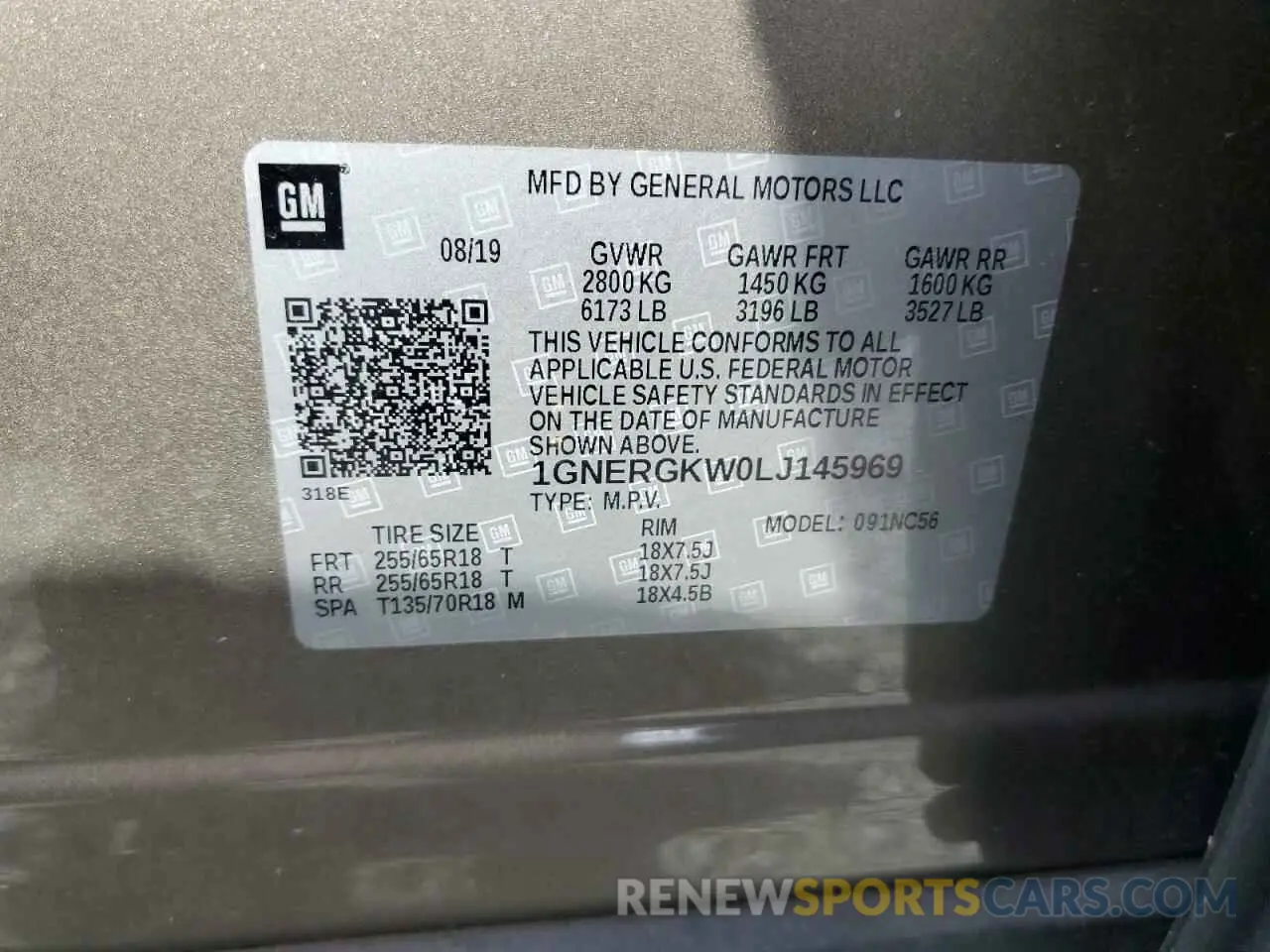 15 fotografías del automóvil dañado 1GNERGKW0LJ145969 CHEVROLET TRAVERSE 2020