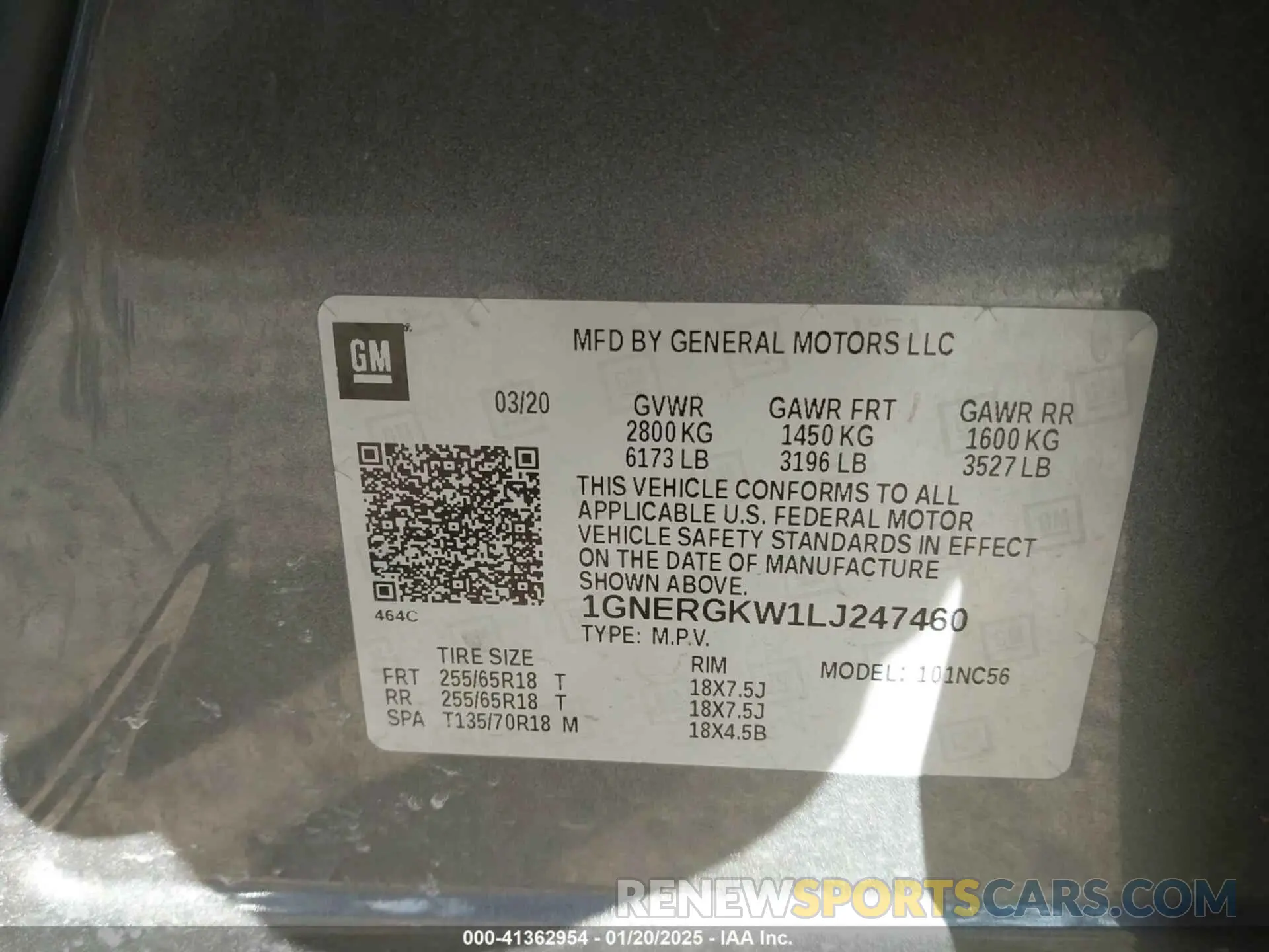 9 fotografías del automóvil dañado 1GNERGKW1LJ247460 CHEVROLET TRAVERSE 2020