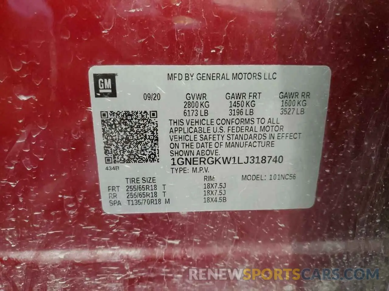 13 fotografías del automóvil dañado 1GNERGKW1LJ318740 CHEVROLET TRAVERSE 2020