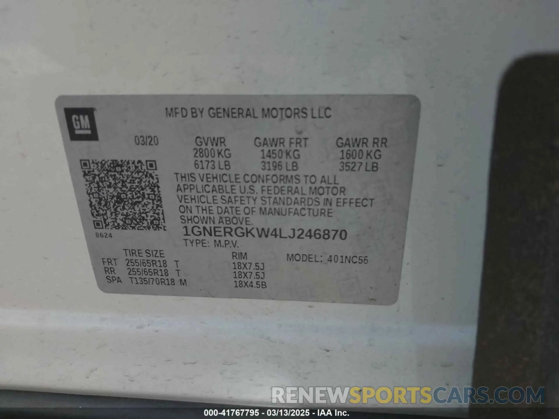 9 fotografías del automóvil dañado 1GNERGKW4LJ246870 CHEVROLET TRAVERSE 2020